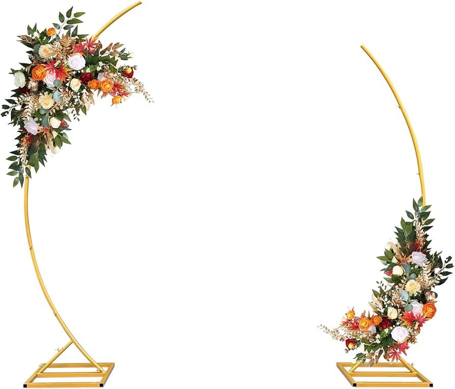 Metal Open Arch Backdrop Stand,Set of 2 Gold