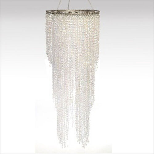 Crystal Diamond Cut Chandelier Three Layered Silver