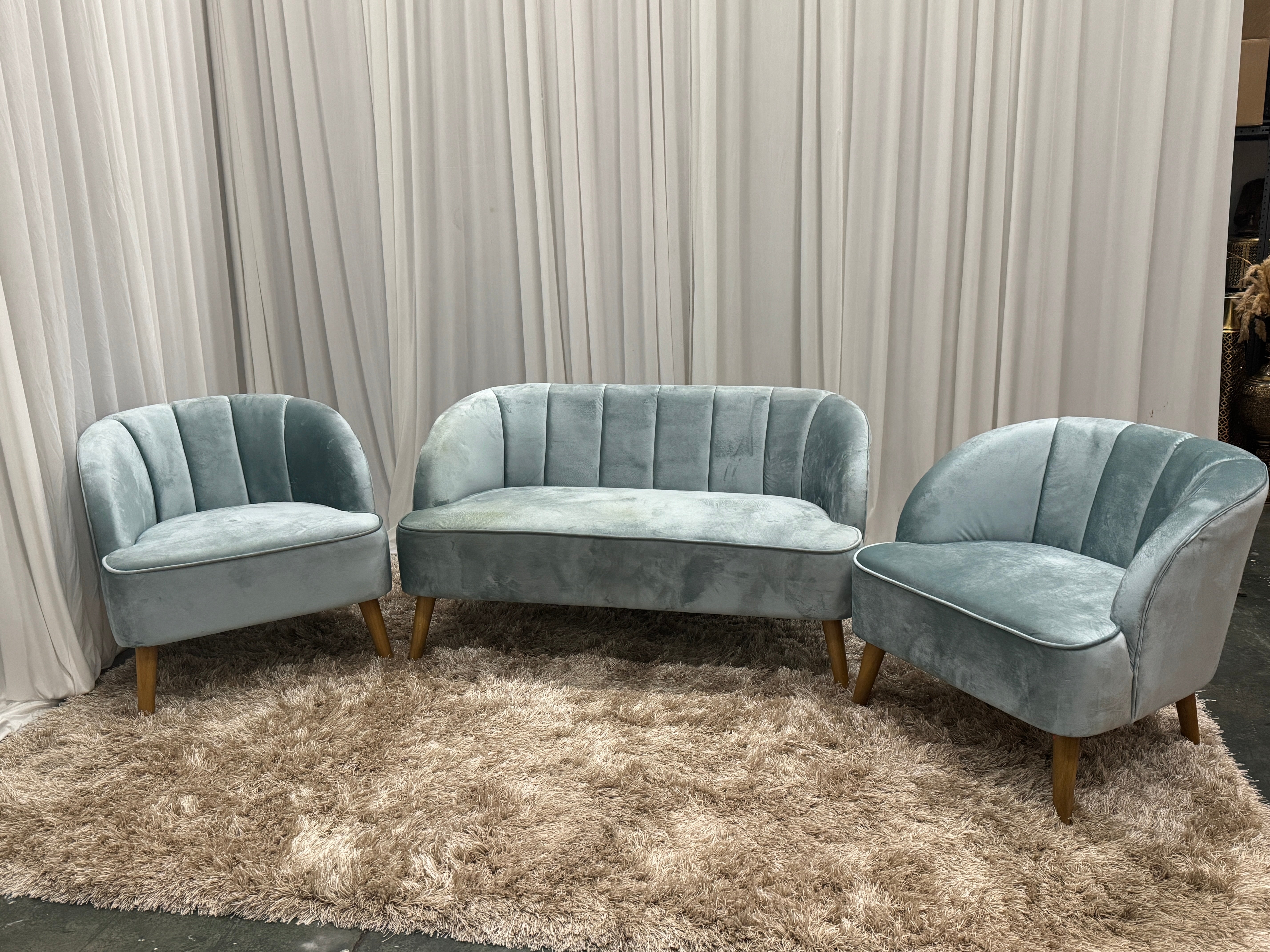 Greenish Blue 3 set Sofa