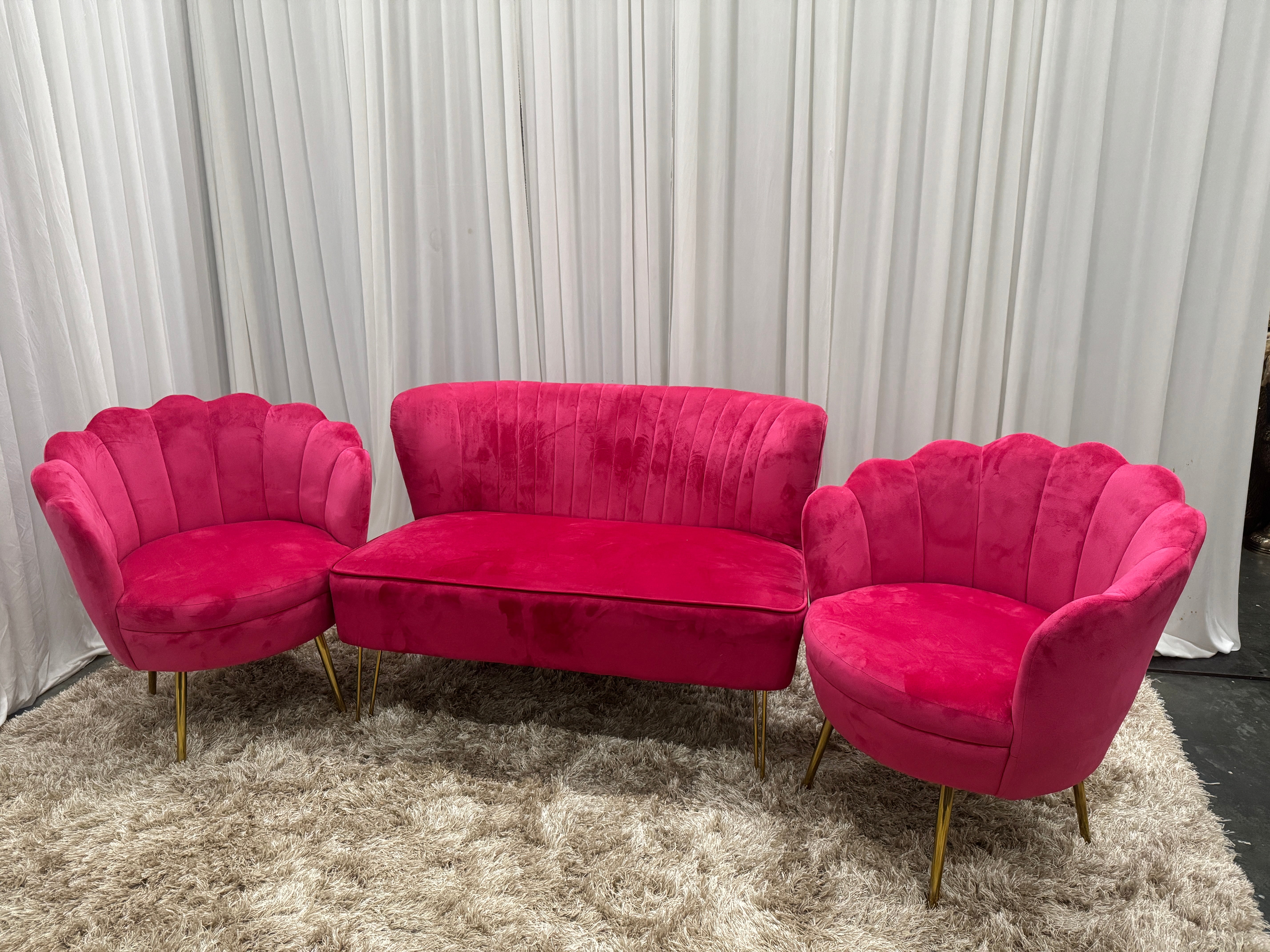 Pink 3 Set Sofa