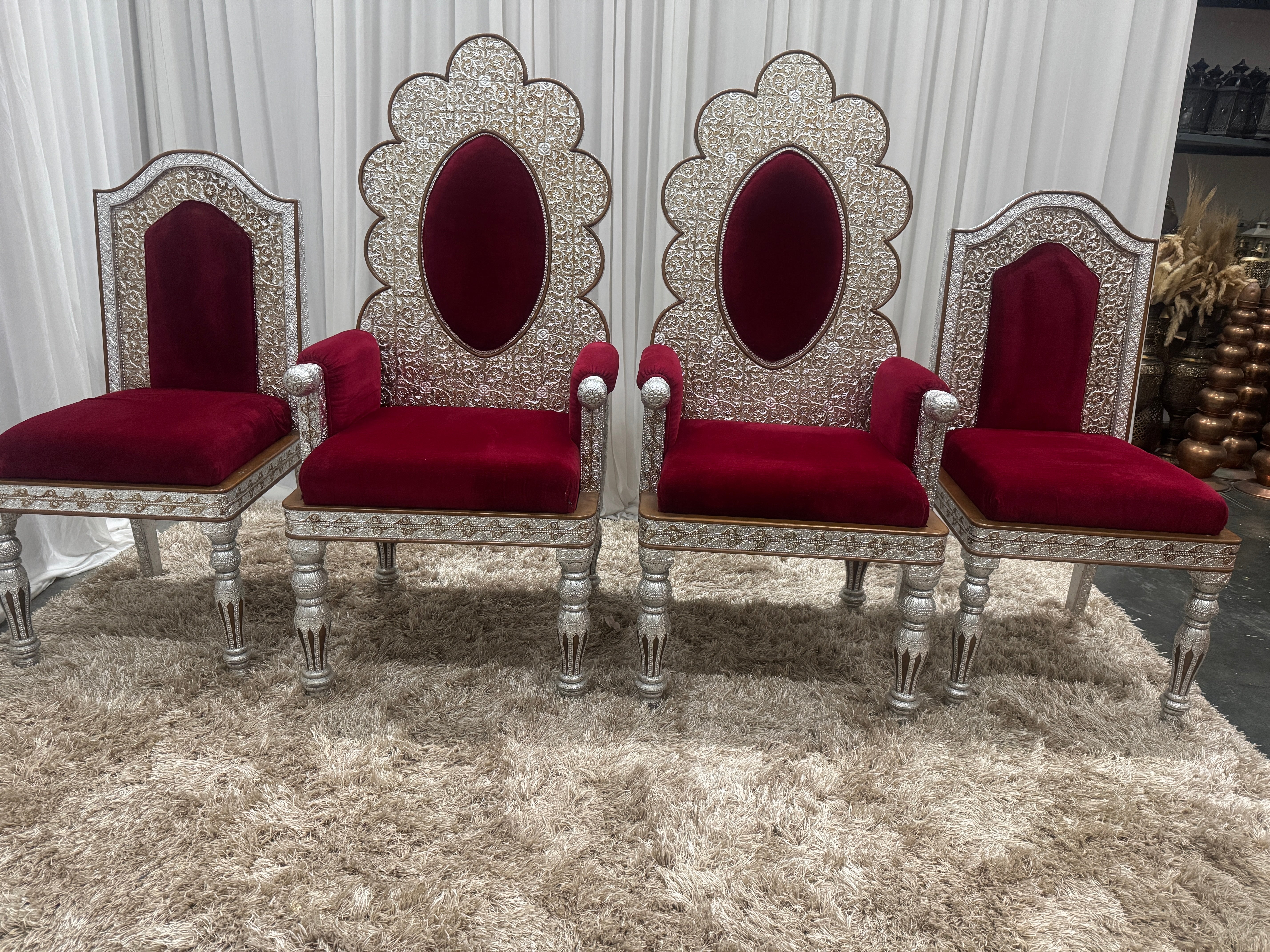 Red and Silver Mandap seating