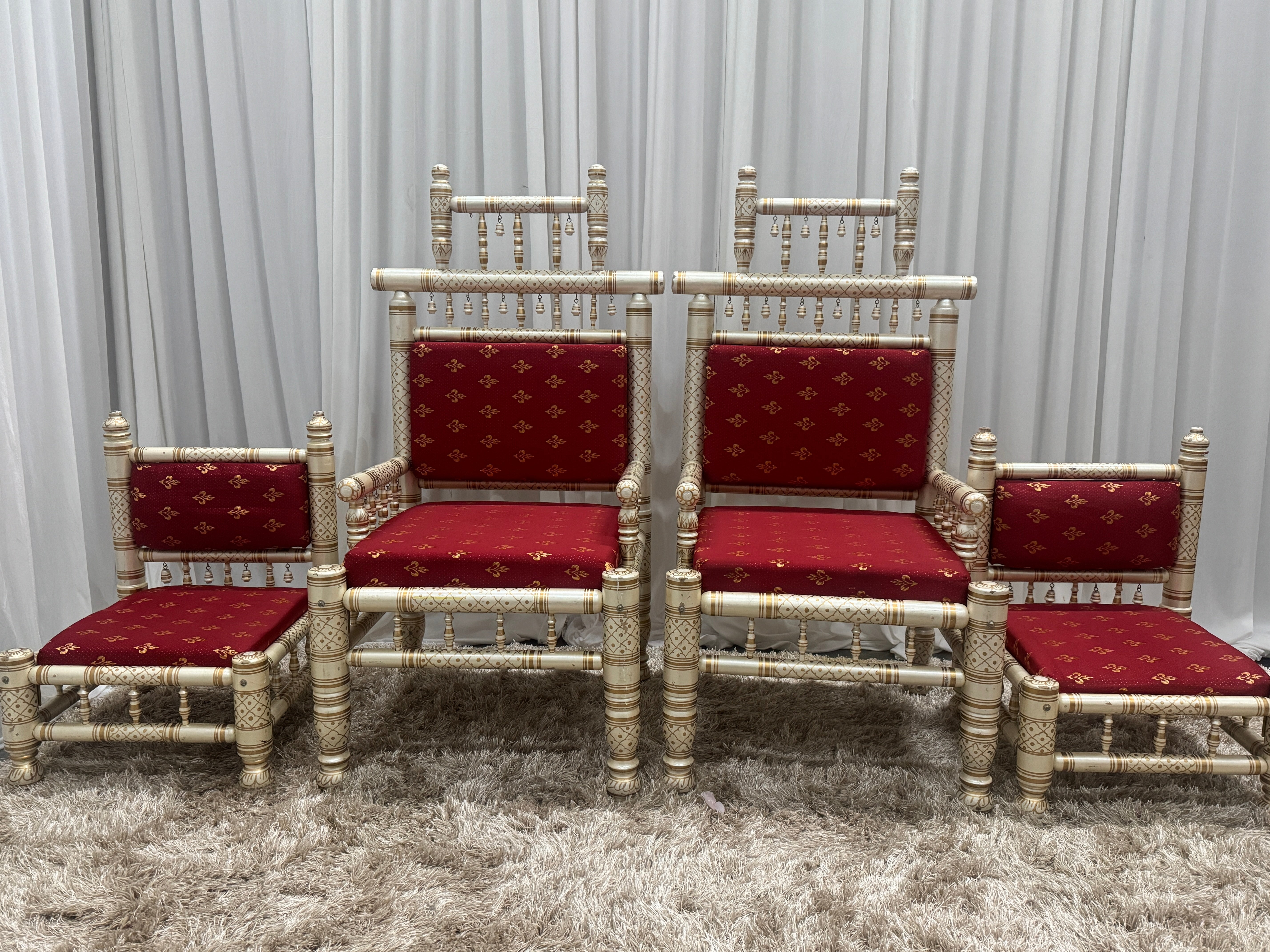 Beige and Red Mandap Seating