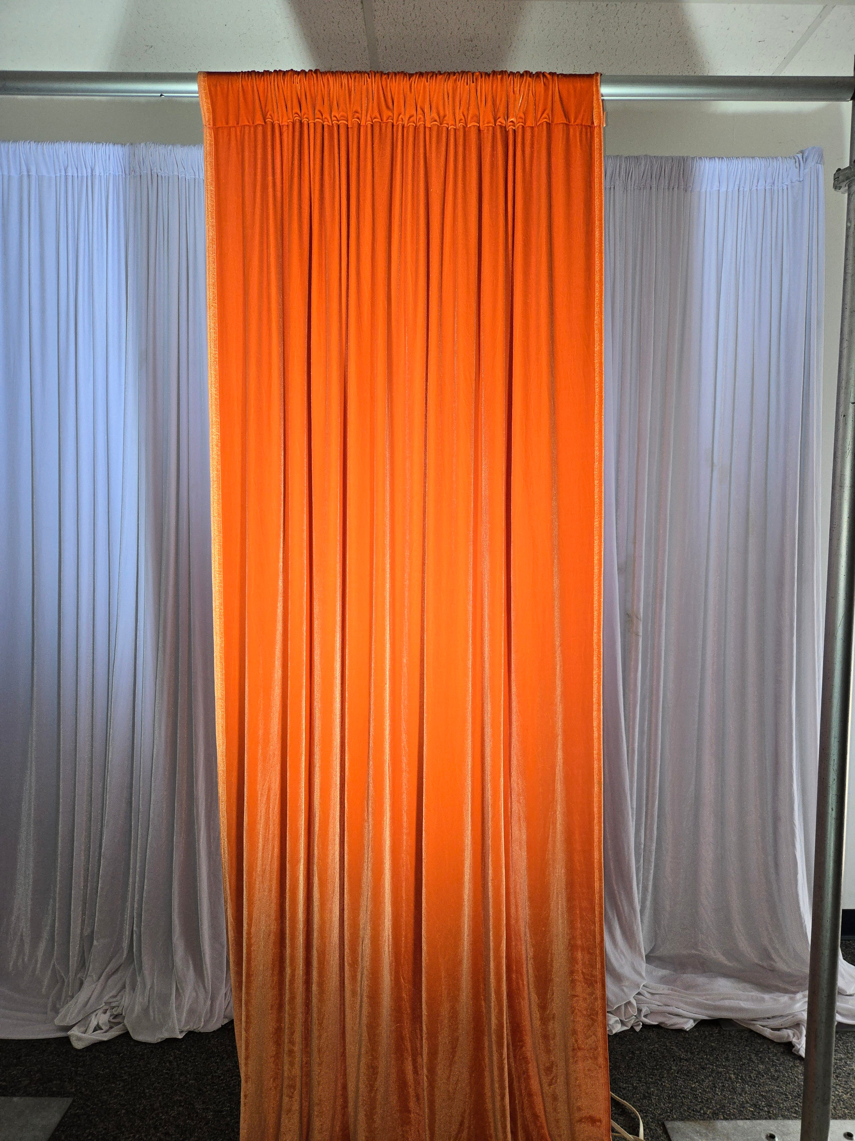 Orange velvet Drapes