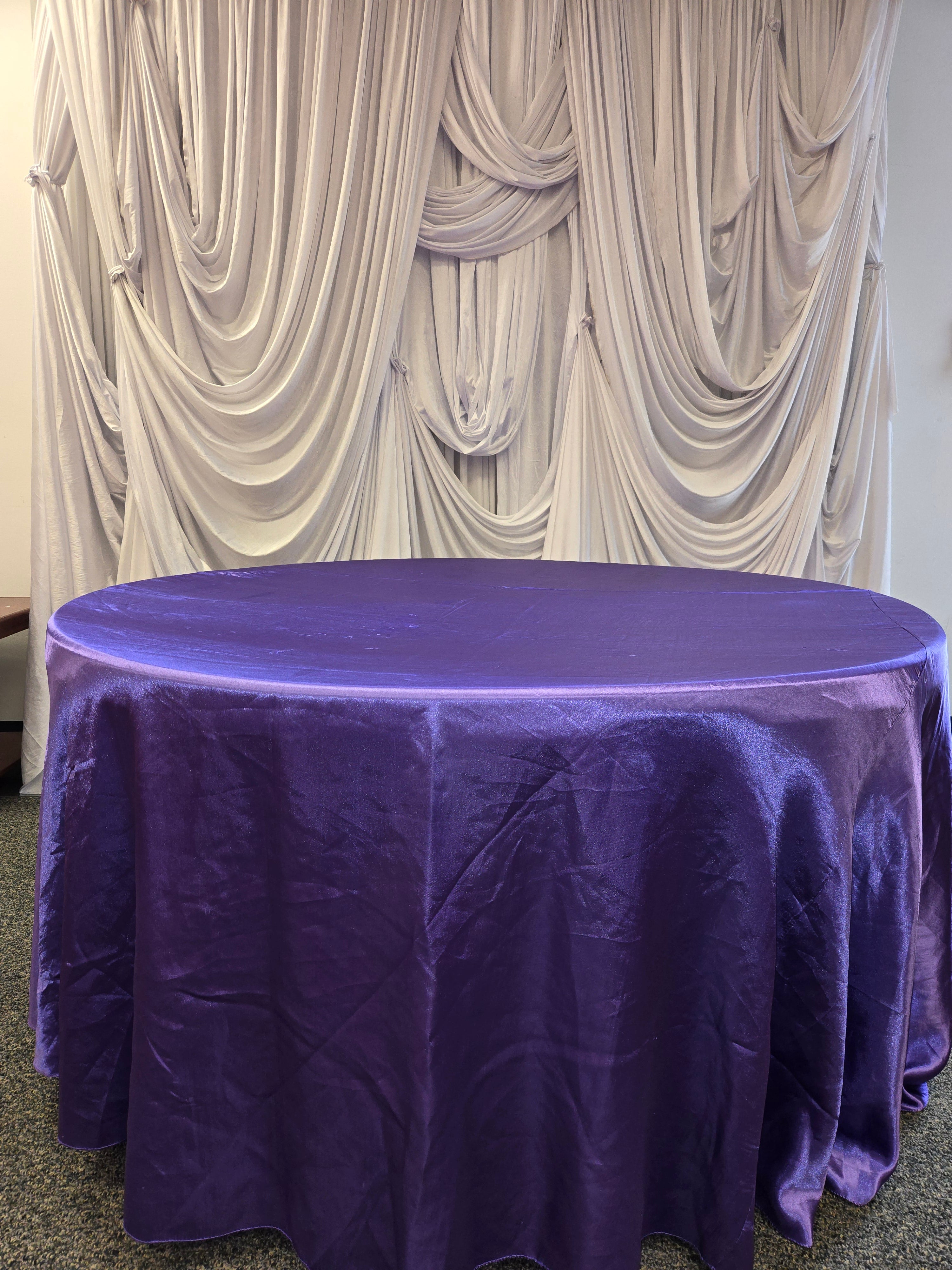 Purple Satin Round Table Cover 120"