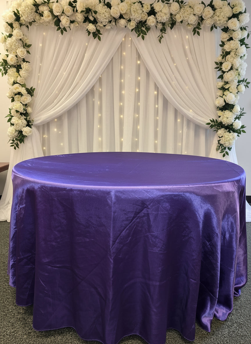 Satin Purple Round Table Cover 120"