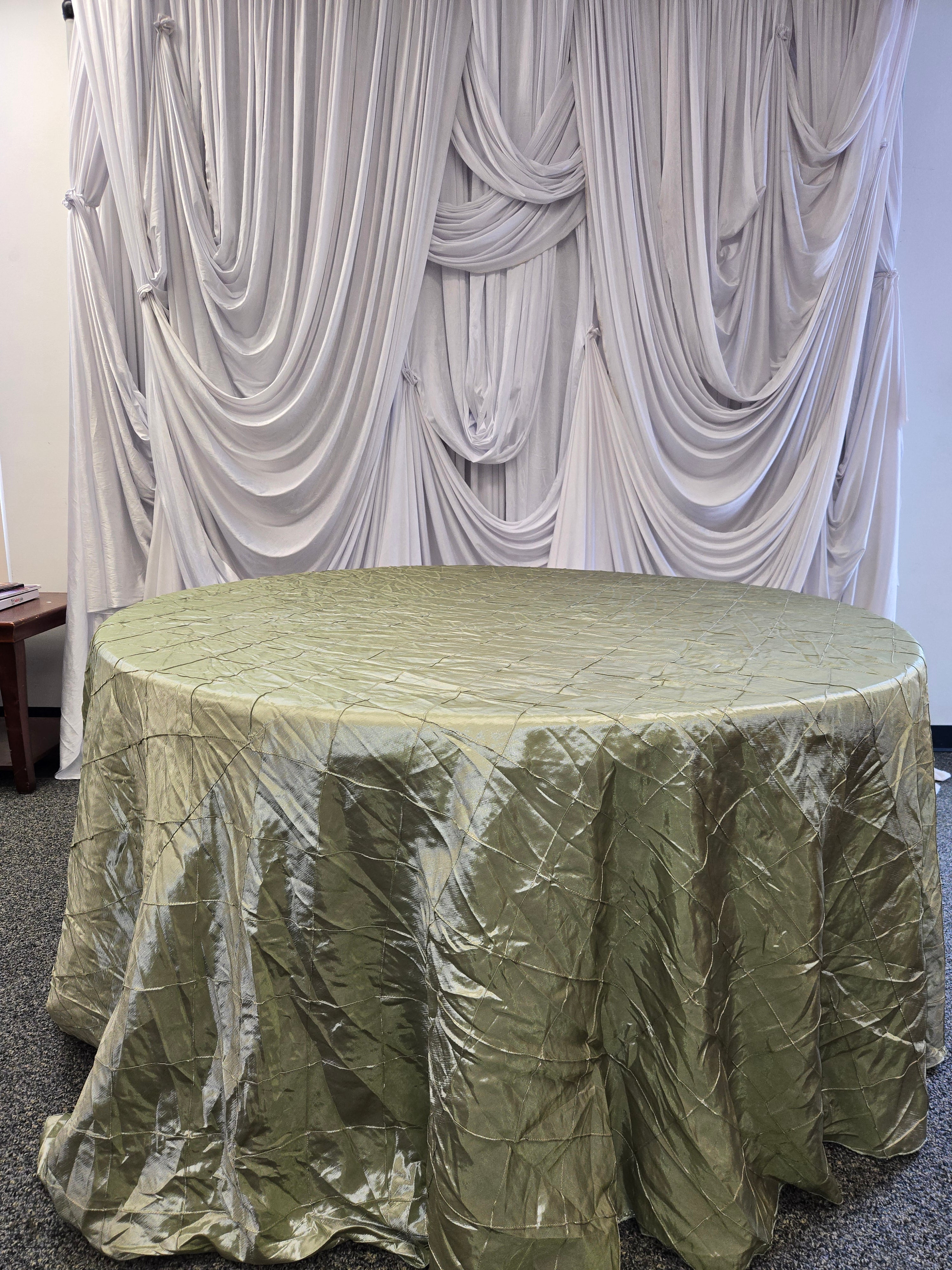 Satin Sage Green Textured Round Table cover 120"