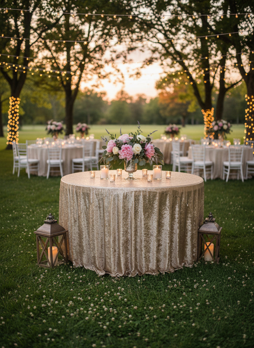 Velvet Champagne  Round Tablecloth 120"
