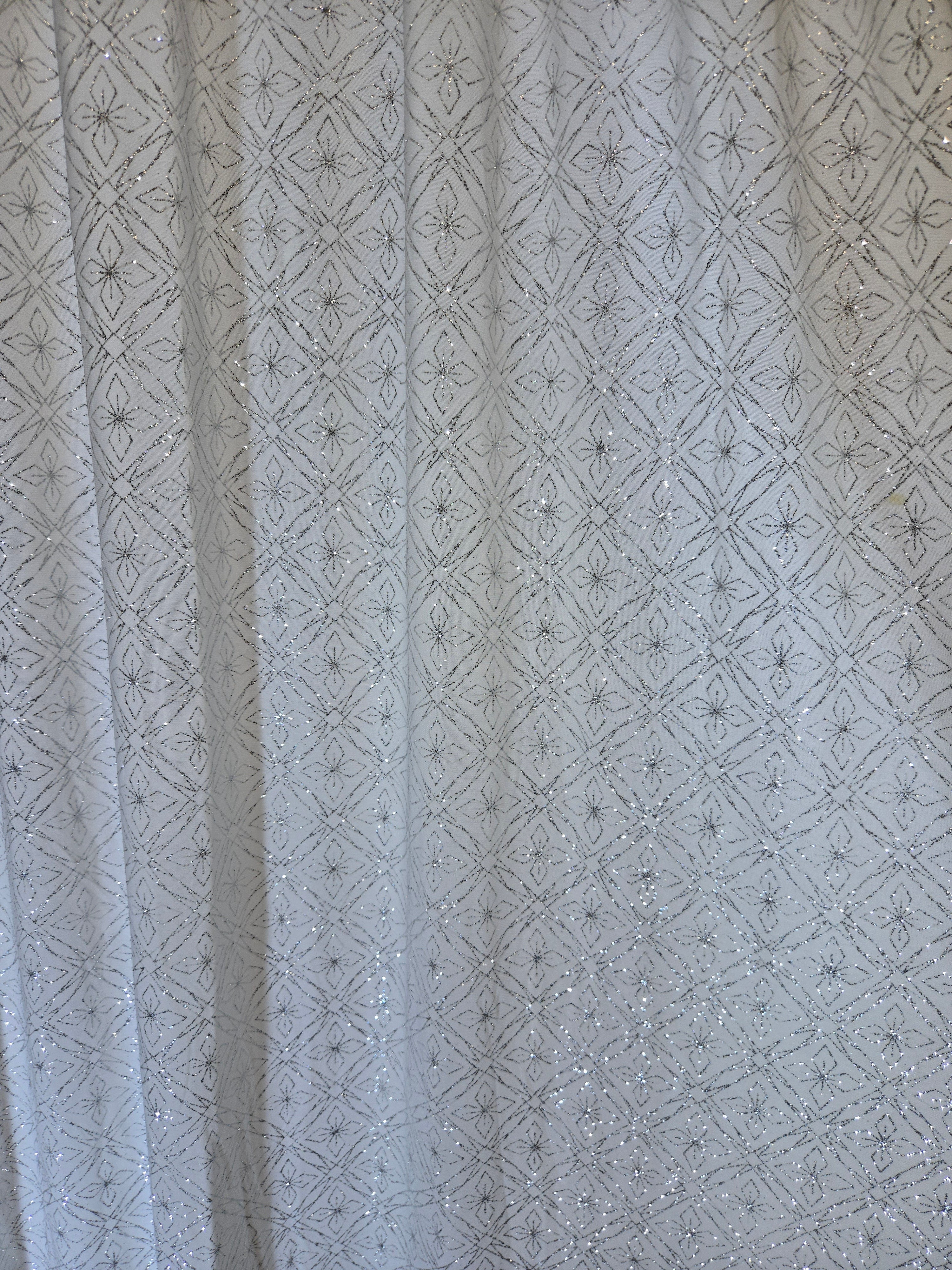 White Sequence Drapes 14 ft