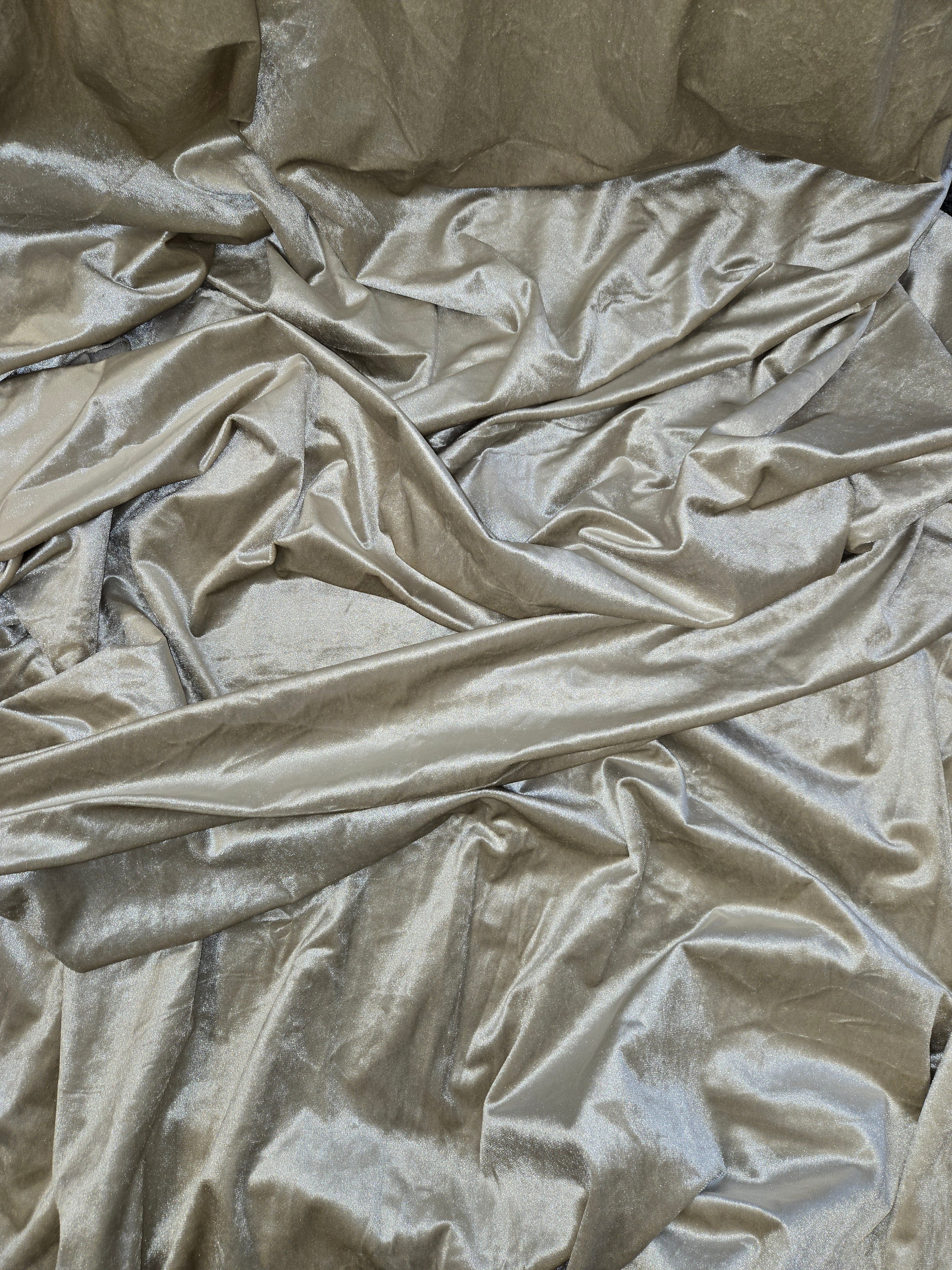 Champagne Gray Velvet Drapes 14ft