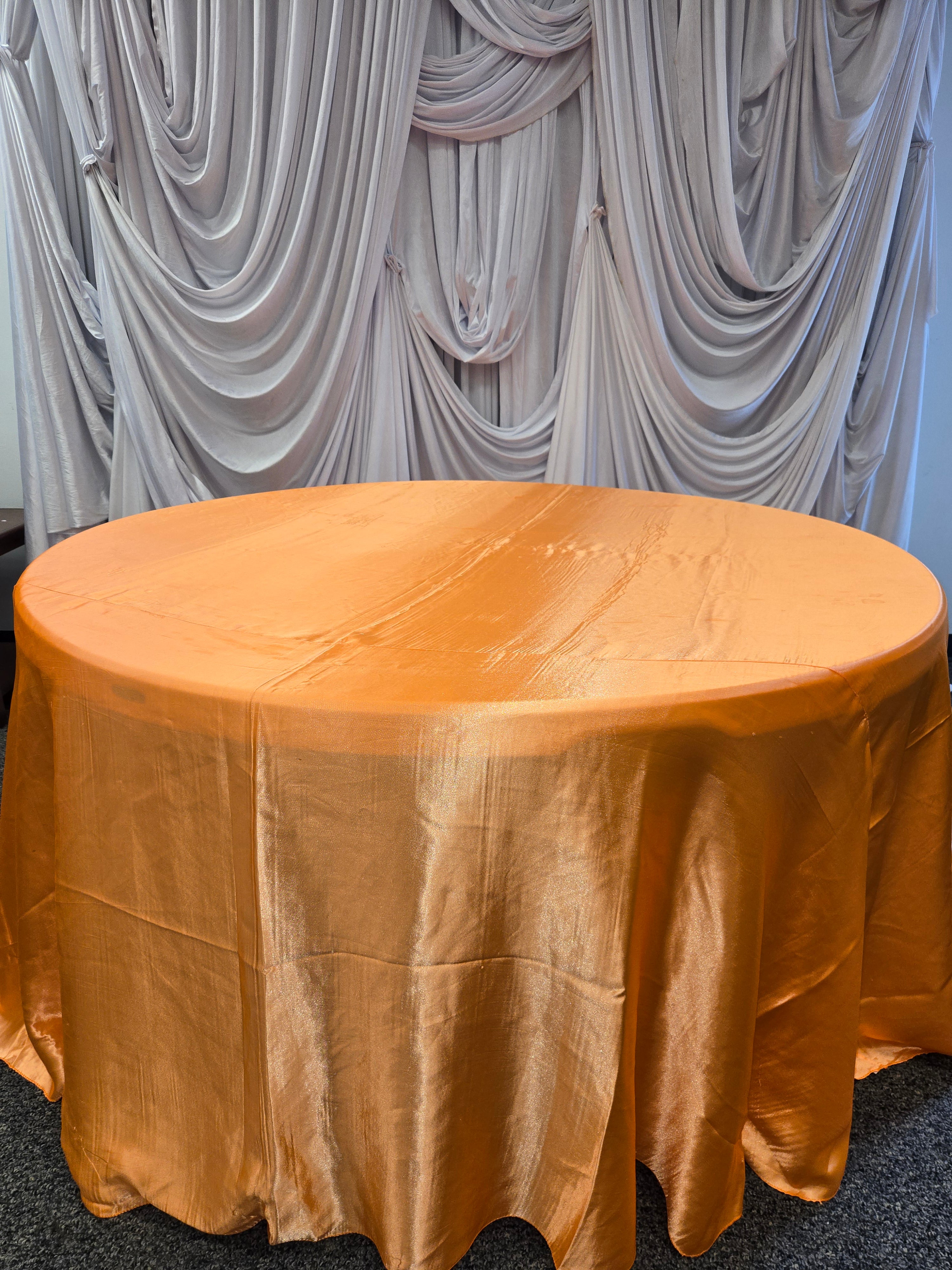 Orange Satin Round Table Cover 120"