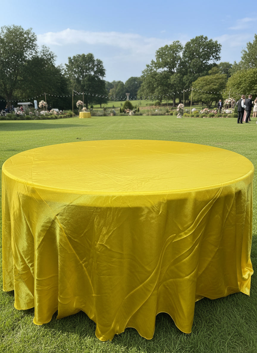 Satin Butter Yellow Table Cover 120"