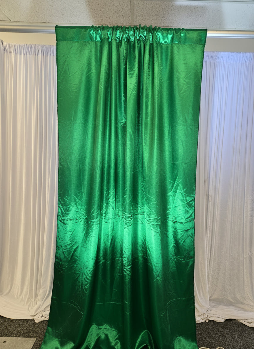 Satin Green  14 ft Drapes