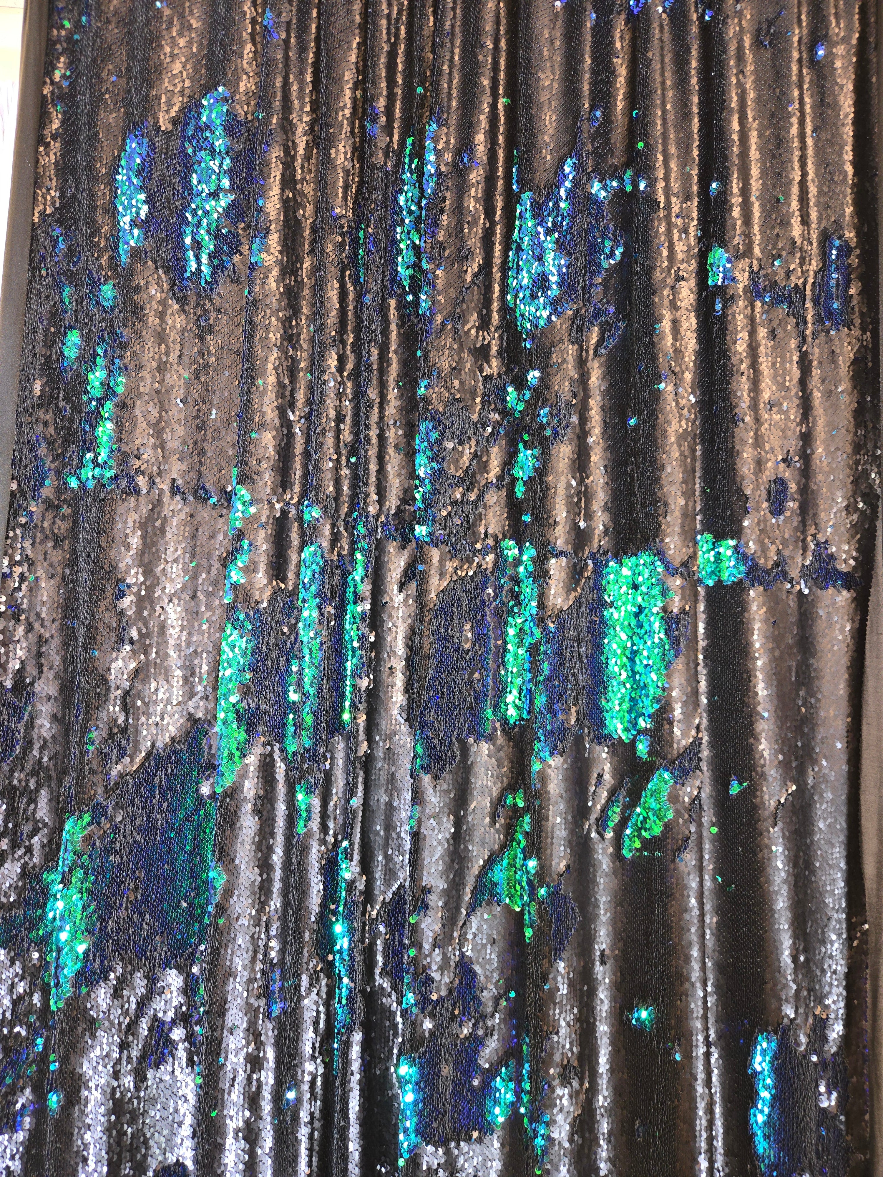 Black and Green Sequence Drapes 14ft