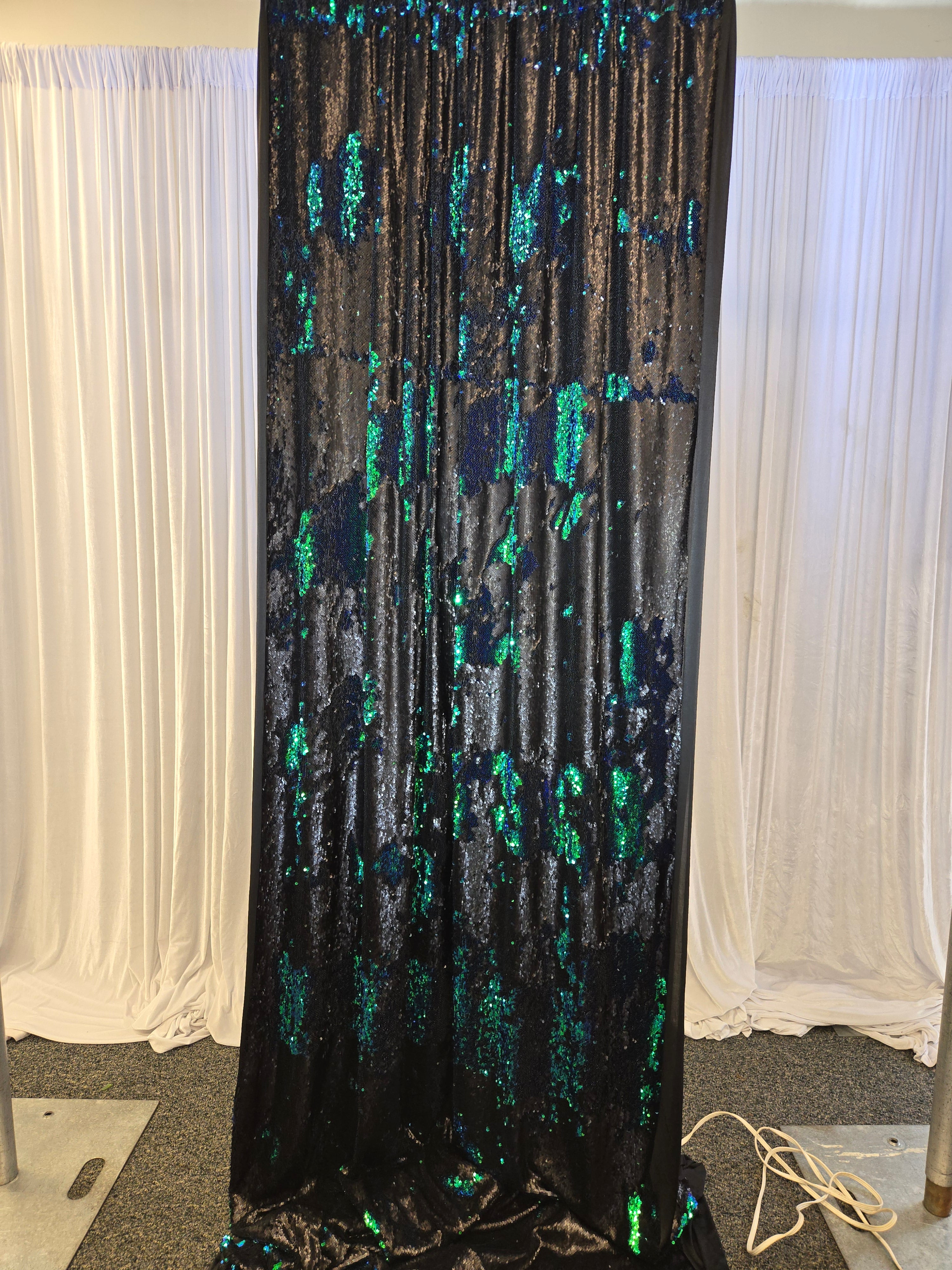 Black and Green Sequence Drapes 14ft