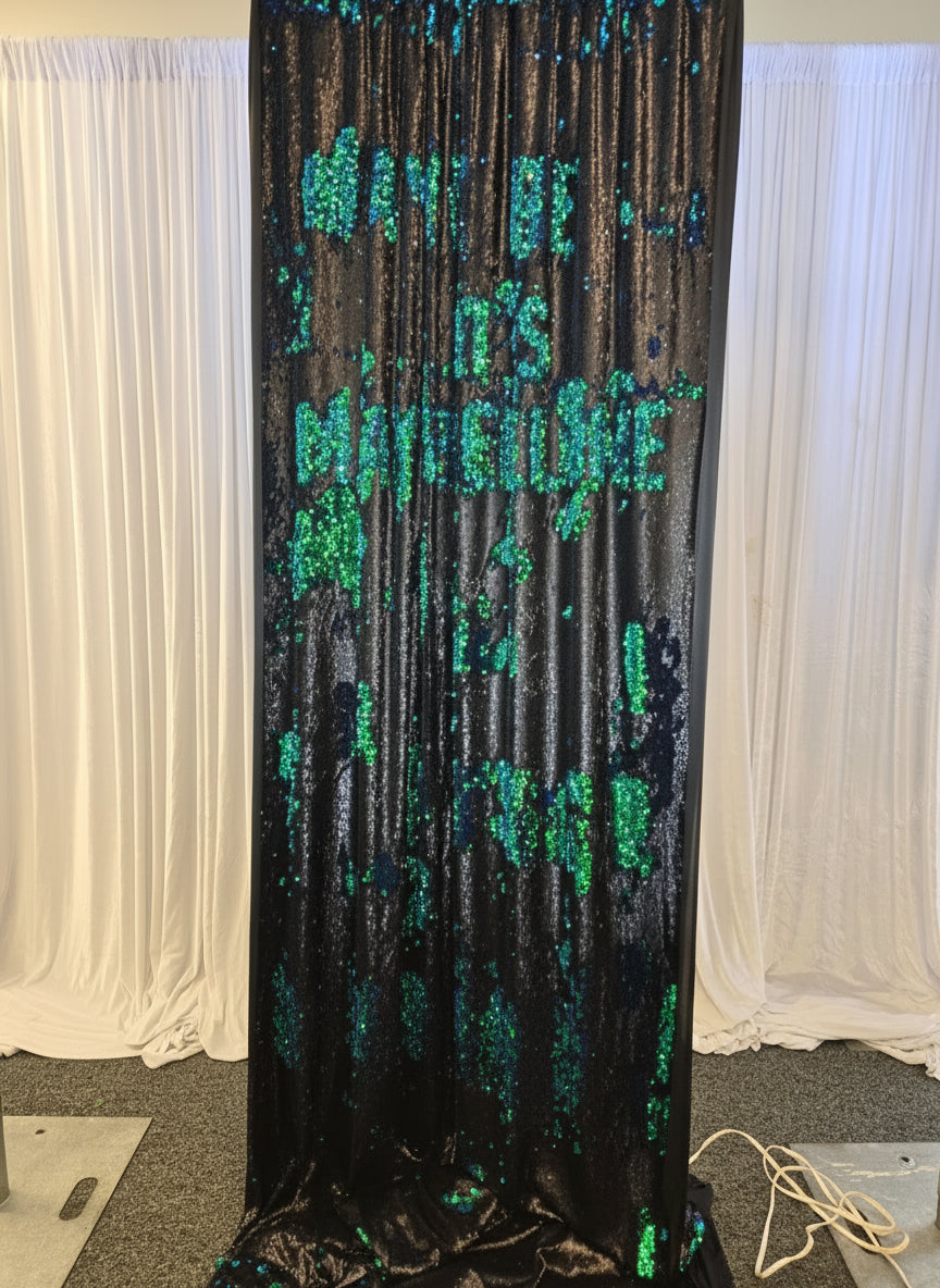 Sequence Black and Green  Drapes 14ft