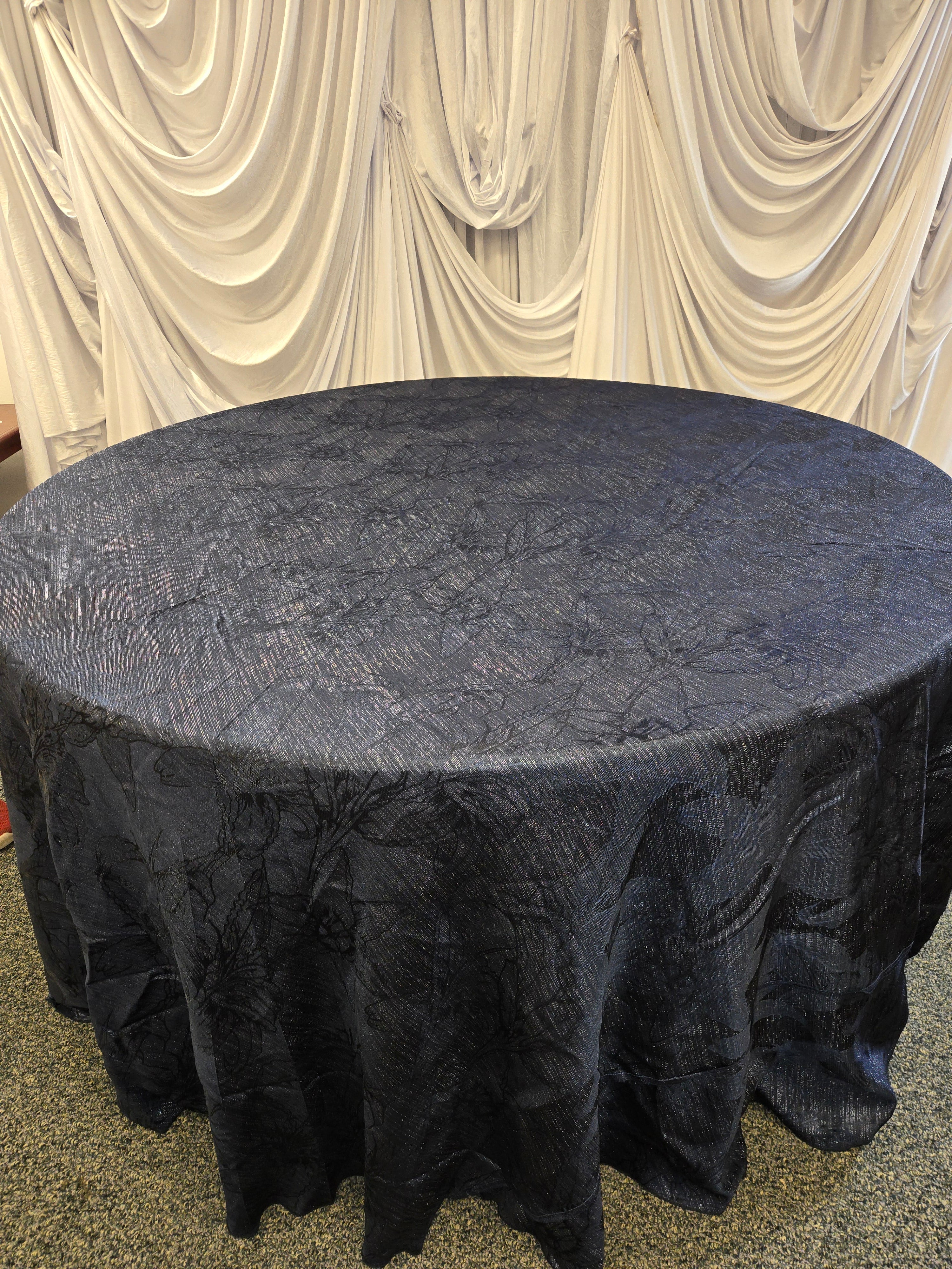 Navy Blue Textured tRound Tablecloth 120"
