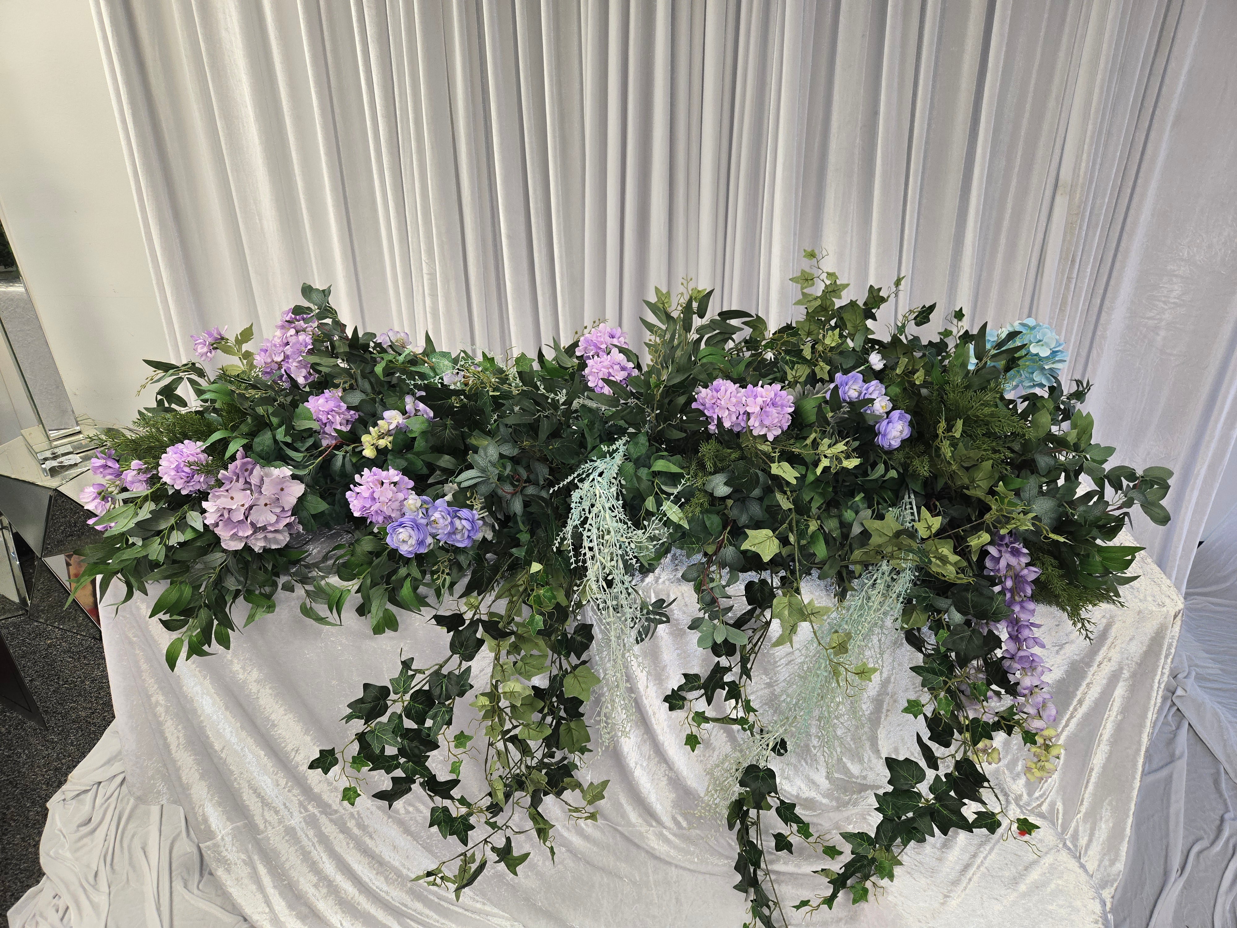 Purple and Greenery Floral runner
