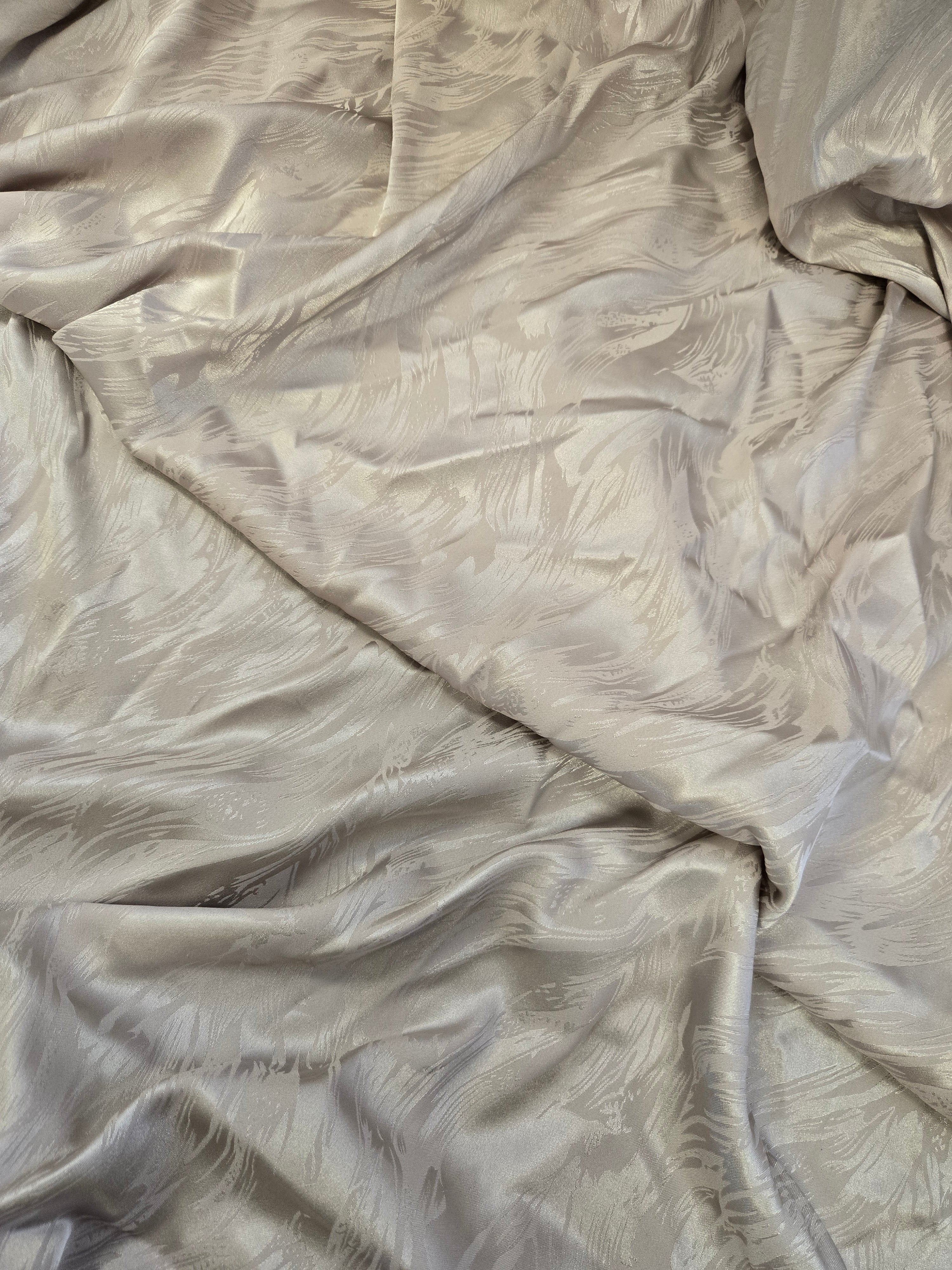 Beige Printed Satin Drapes 14ft