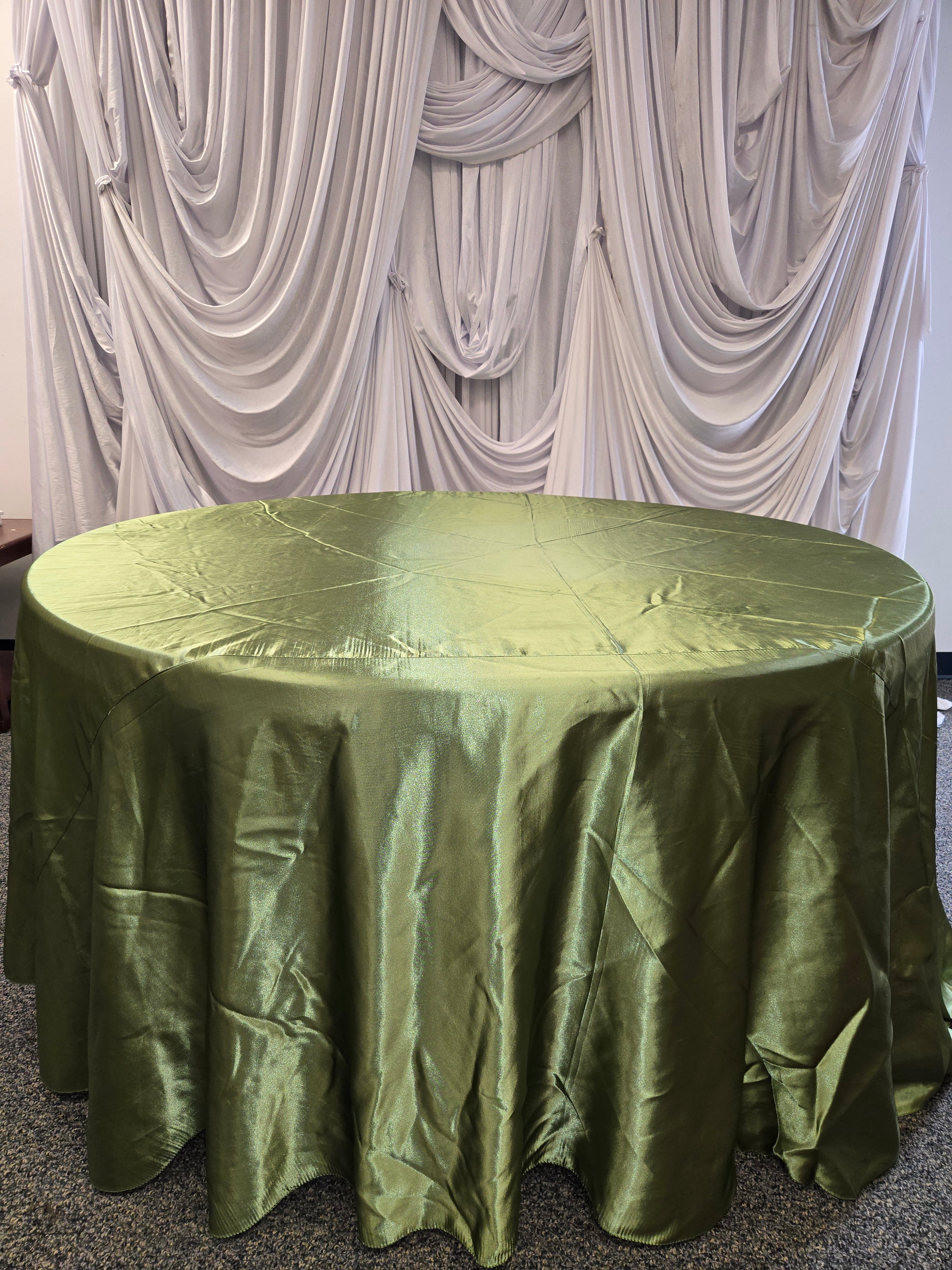 Green Satin Round Table Cover 120"