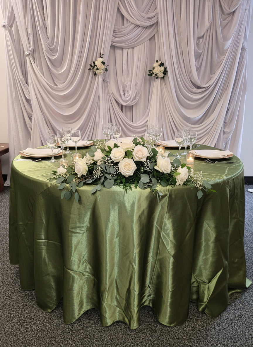 Satin Green Round Table Cover 120"