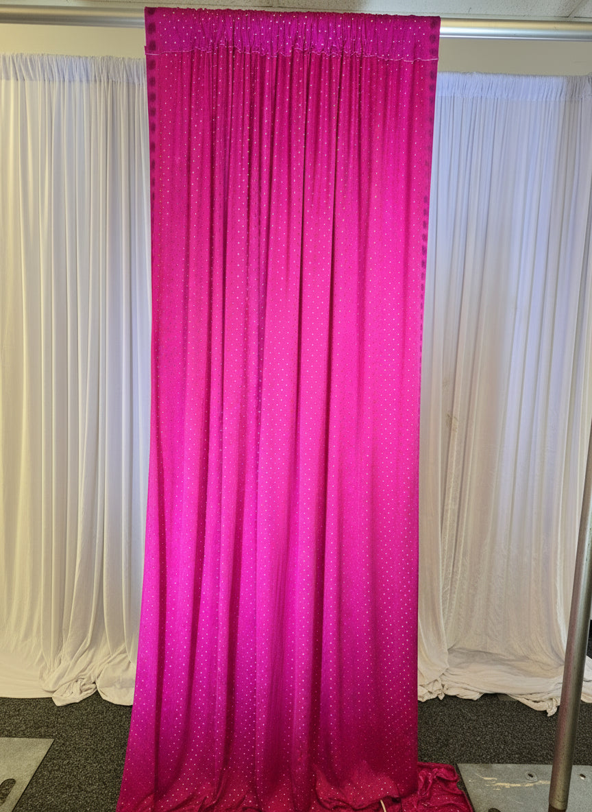 Textured Pink and Silver Drapes 14ft