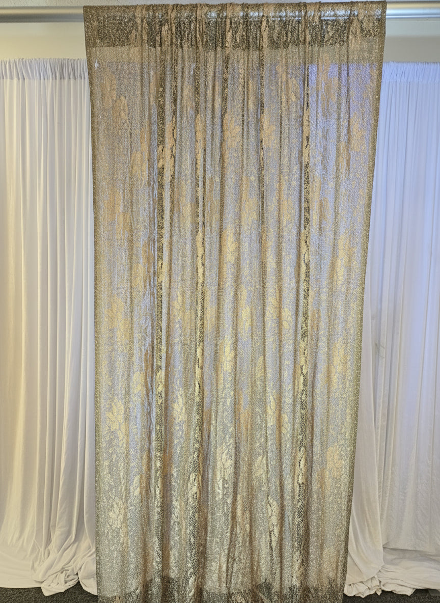 Textured Net Black & Gold Drapes