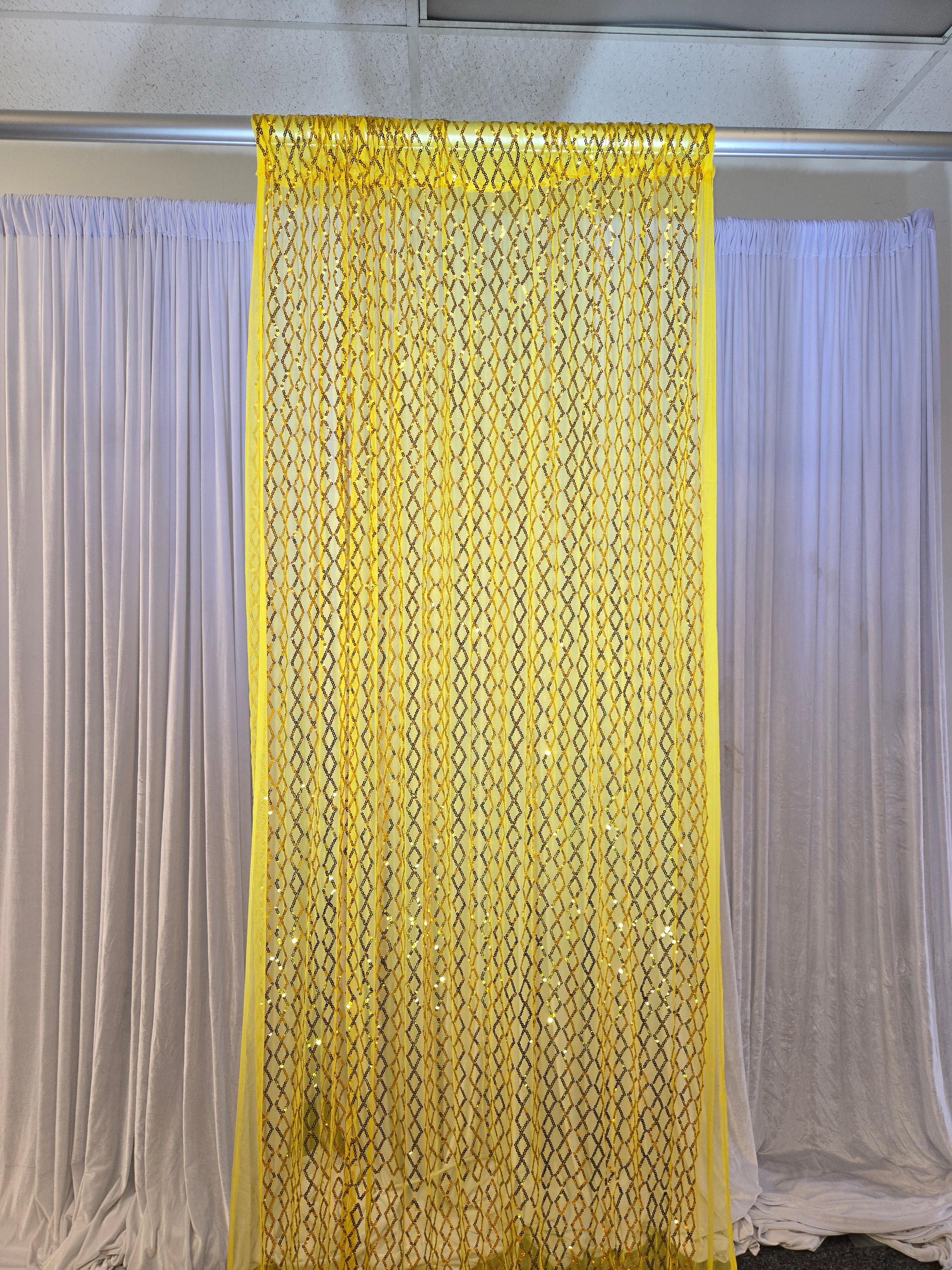 Yellow Sequence Drapes 14 ft