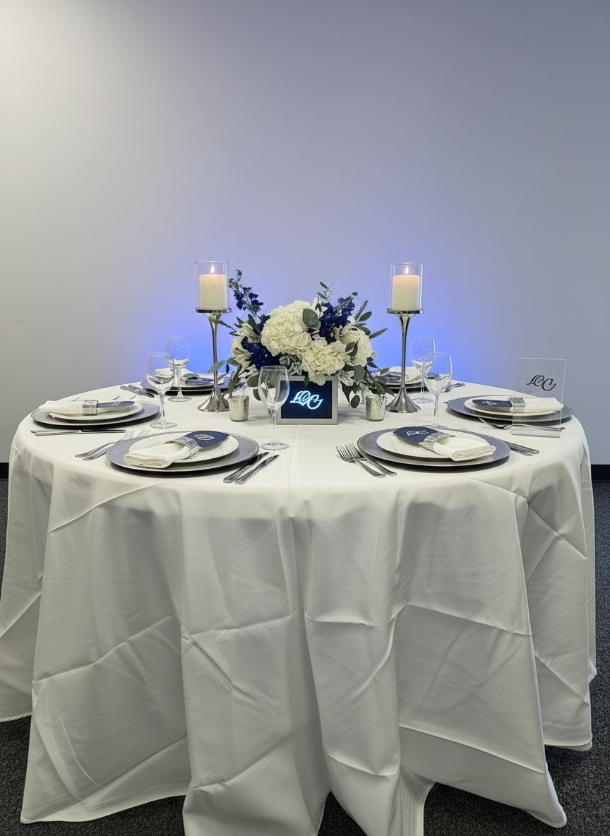 Polyester Ivory  Round Table Cover 108"