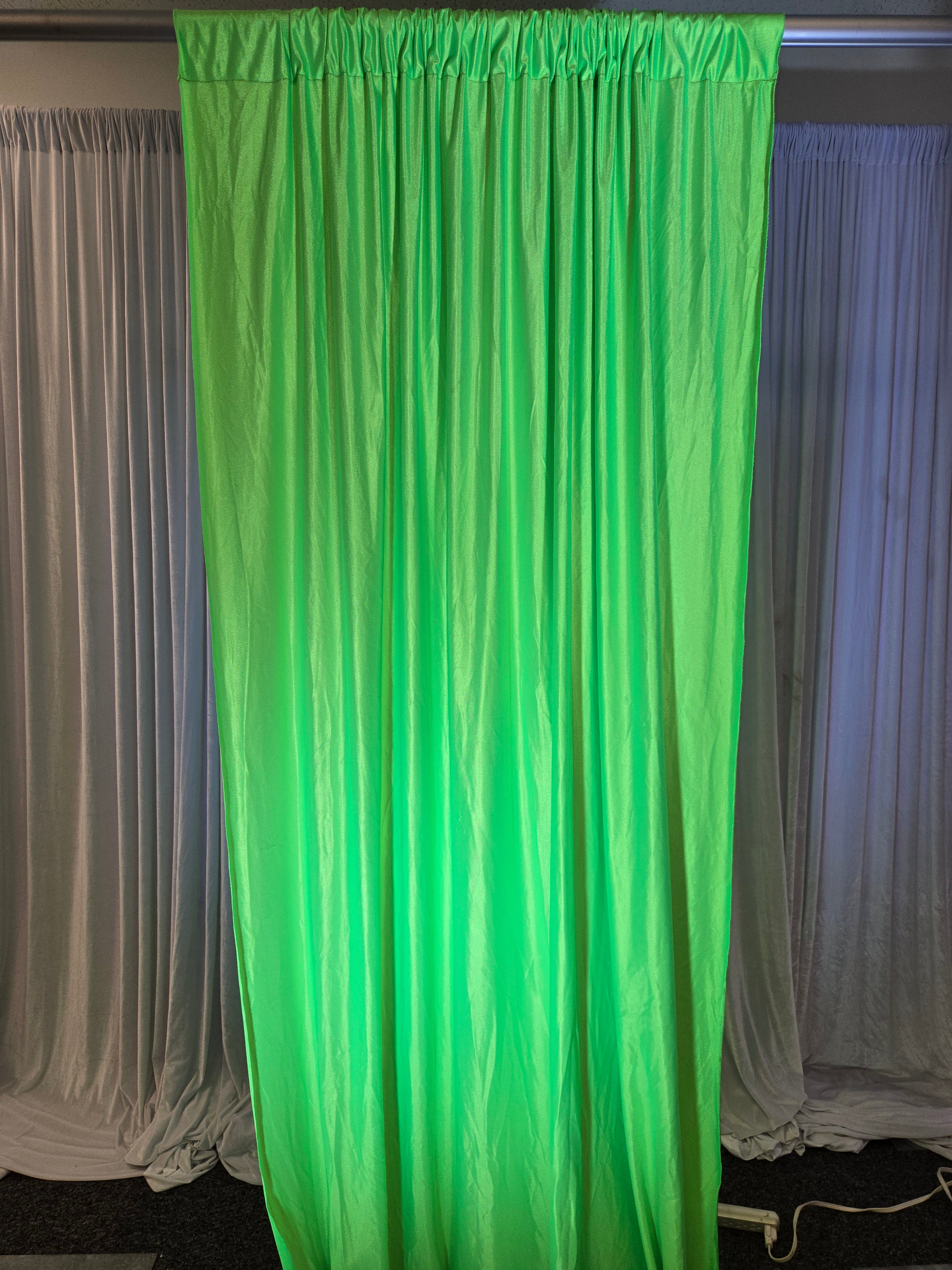 Neon Green Satin Drapes 14 ft