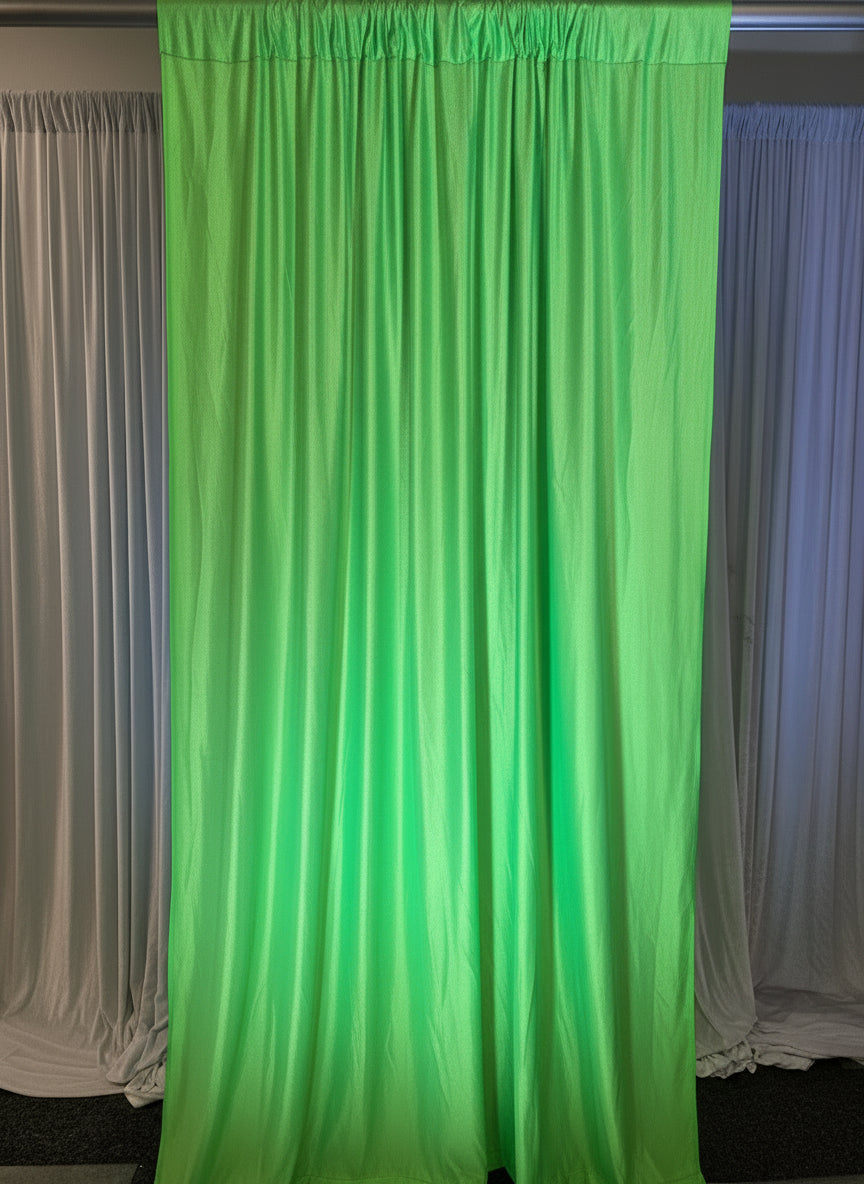 Satin Neon Green Drapes 14 ft
