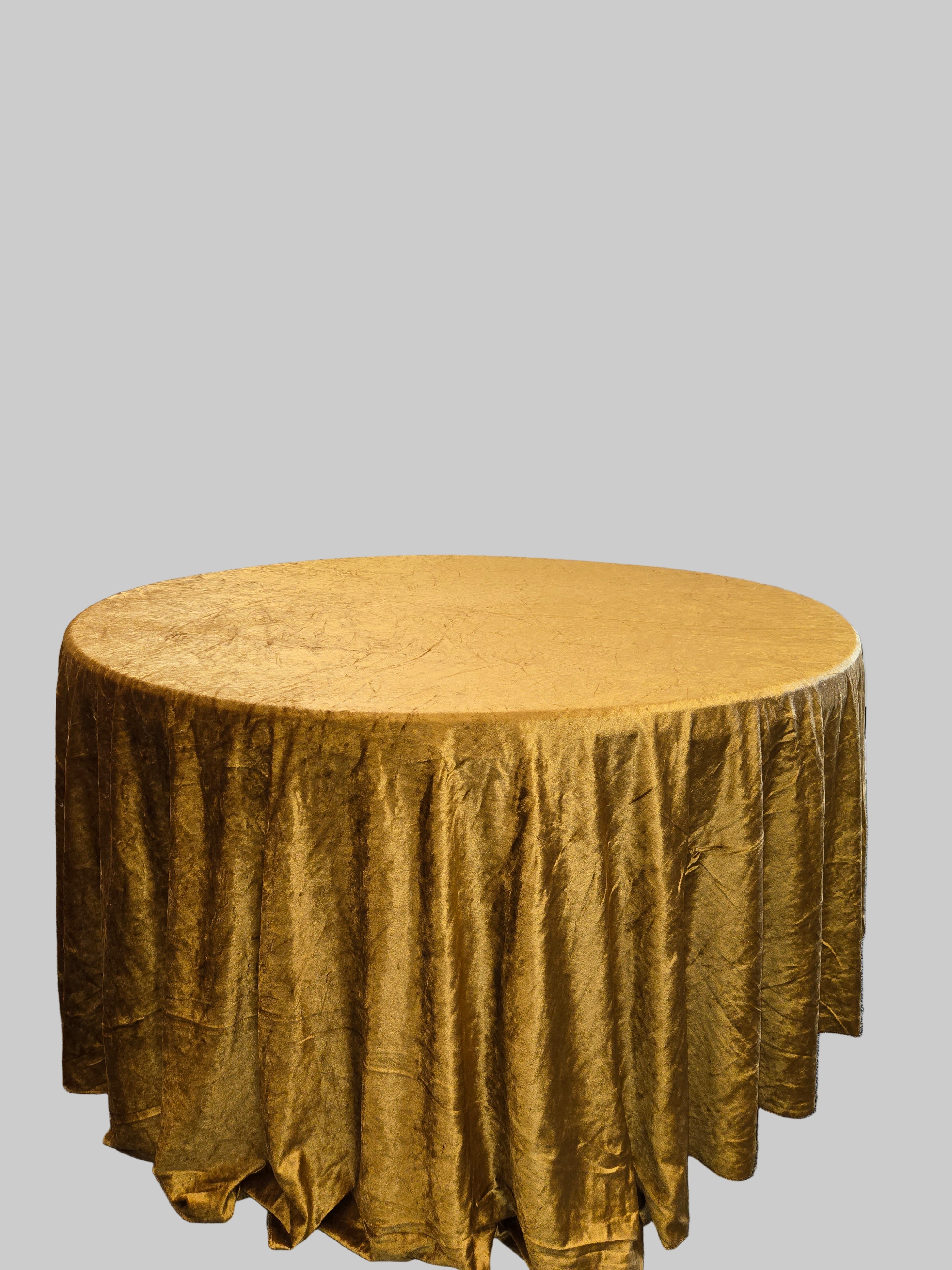 Dark Gold Velvet Round Tablecloth 120"