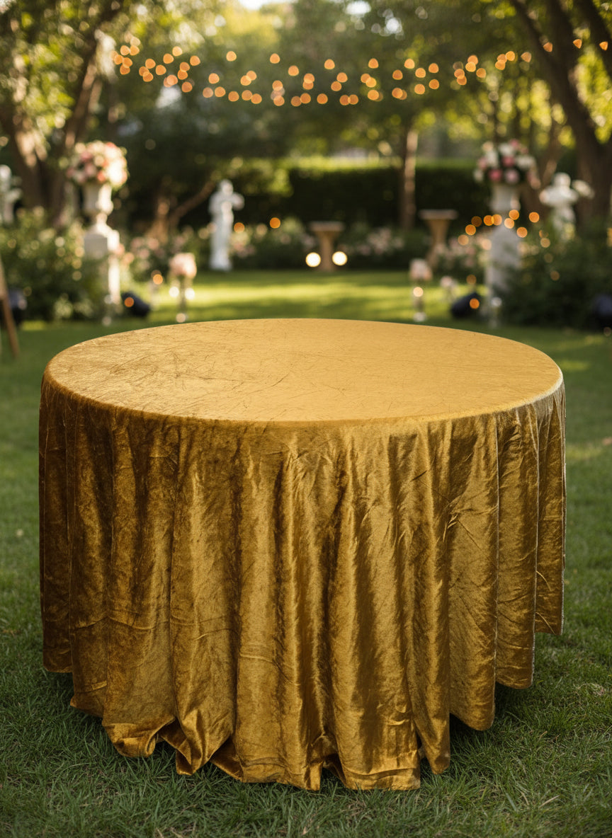 Velvet Dark Gold  Round Tablecloth 120"