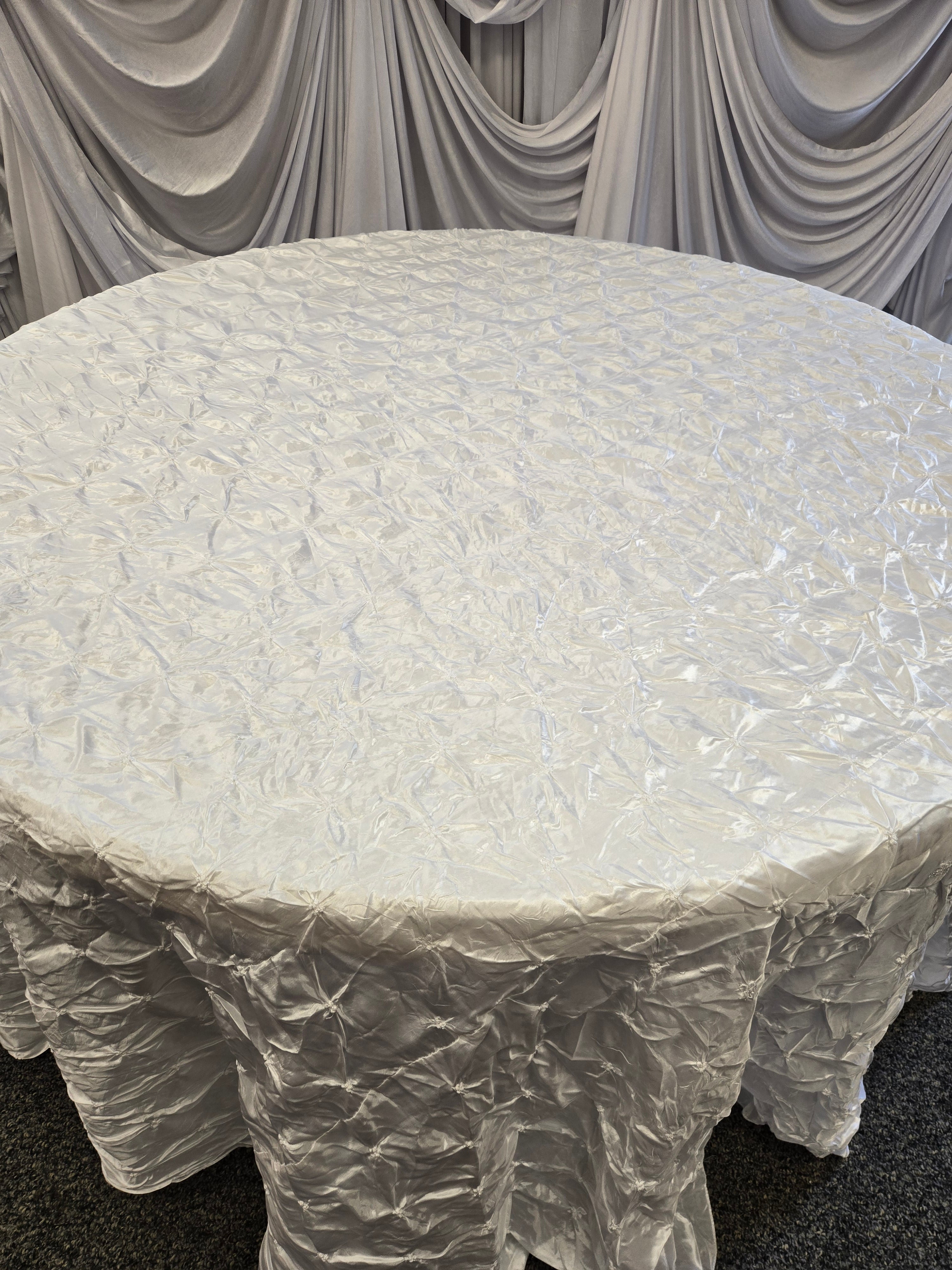 Textured White Satin 120" Table Cover