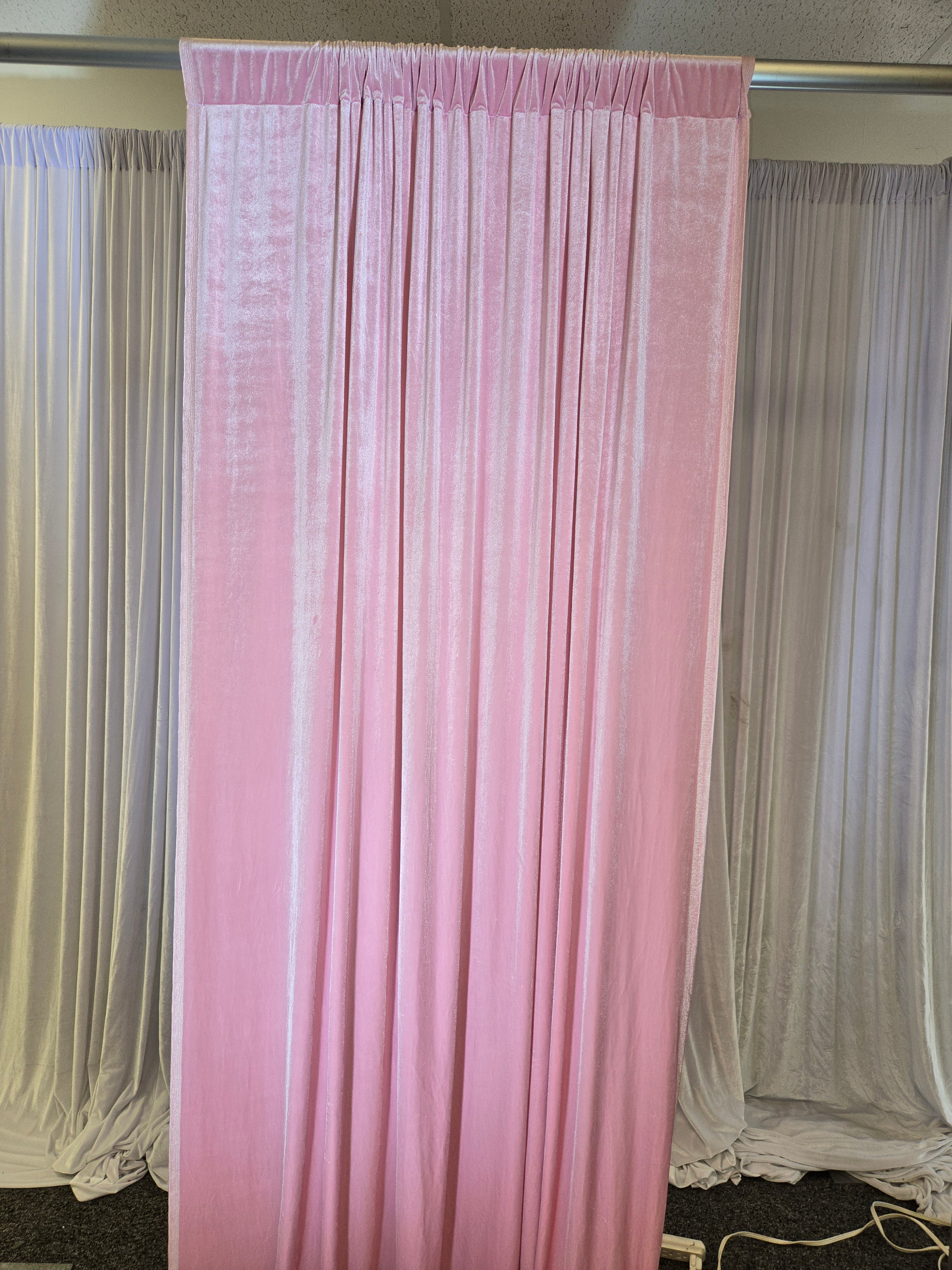 Baby Pink Velvet Drapes 14 ft