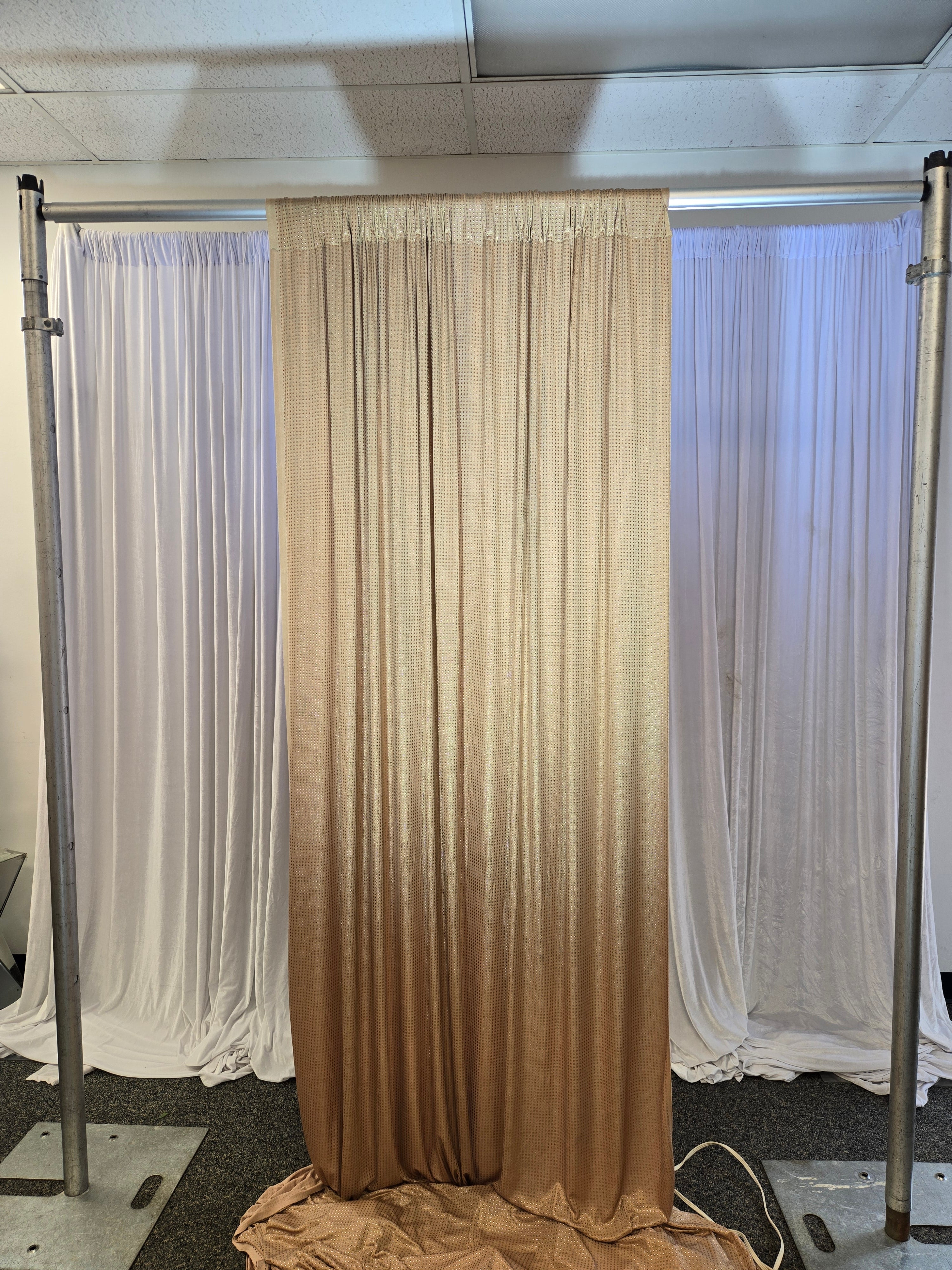 Beige + Gold Stone Work Drapes