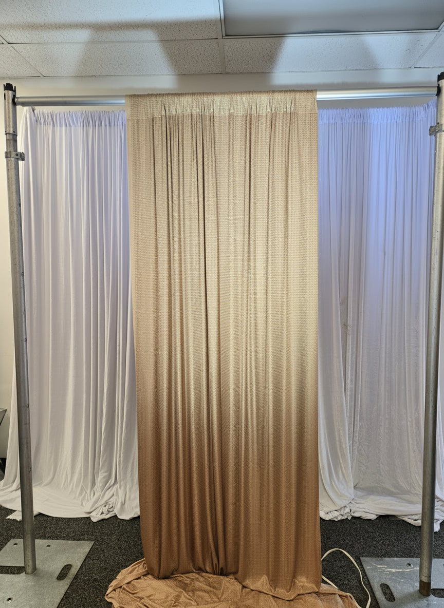 Textured Beige + Gold Stone 14 ft Drapes