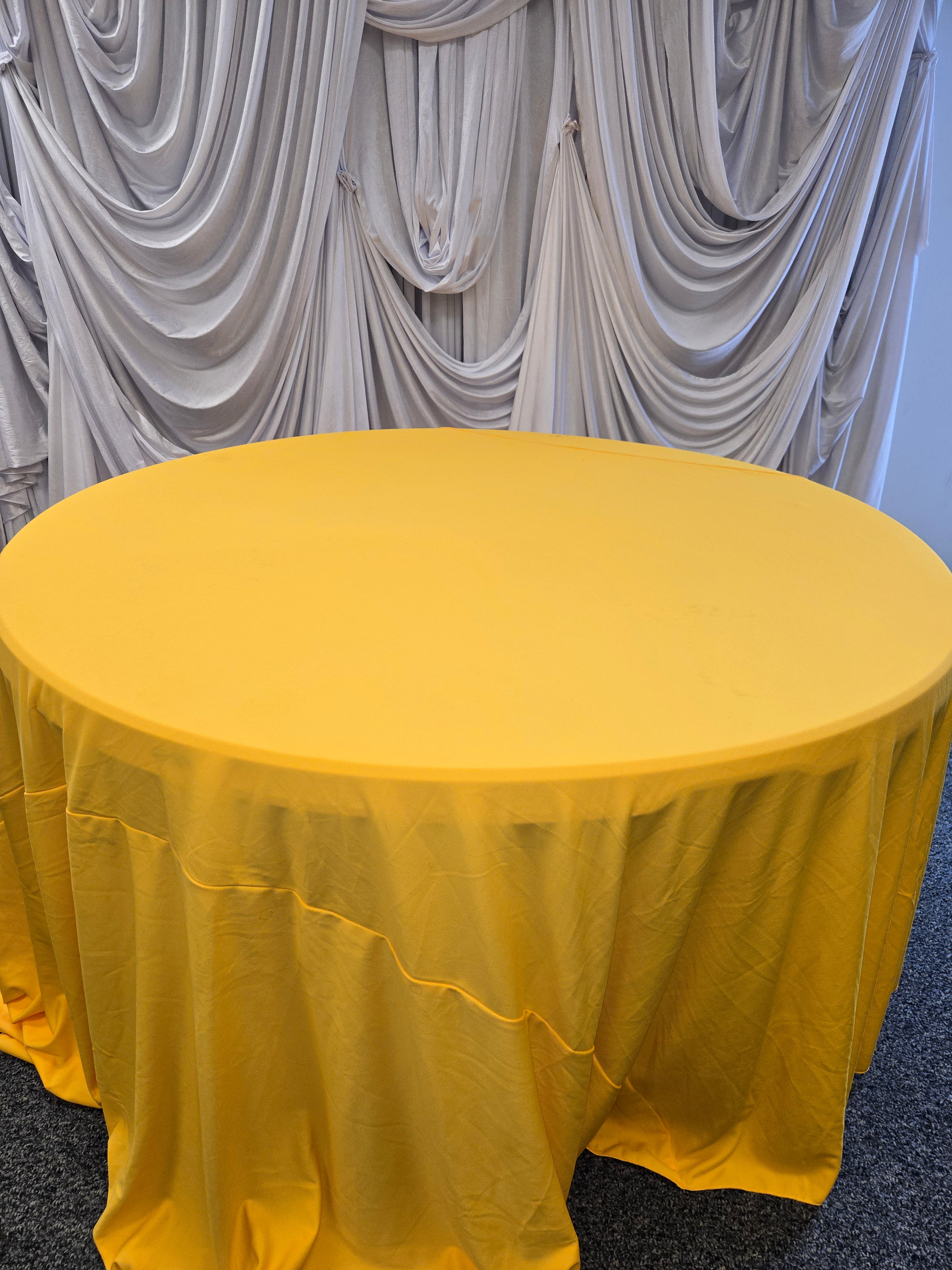 Yellow Polyester Round Tablecloth 120"