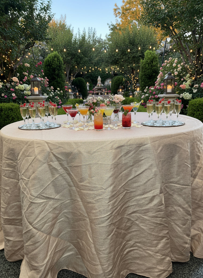 Satin Light Pink Round Table Cover 120"