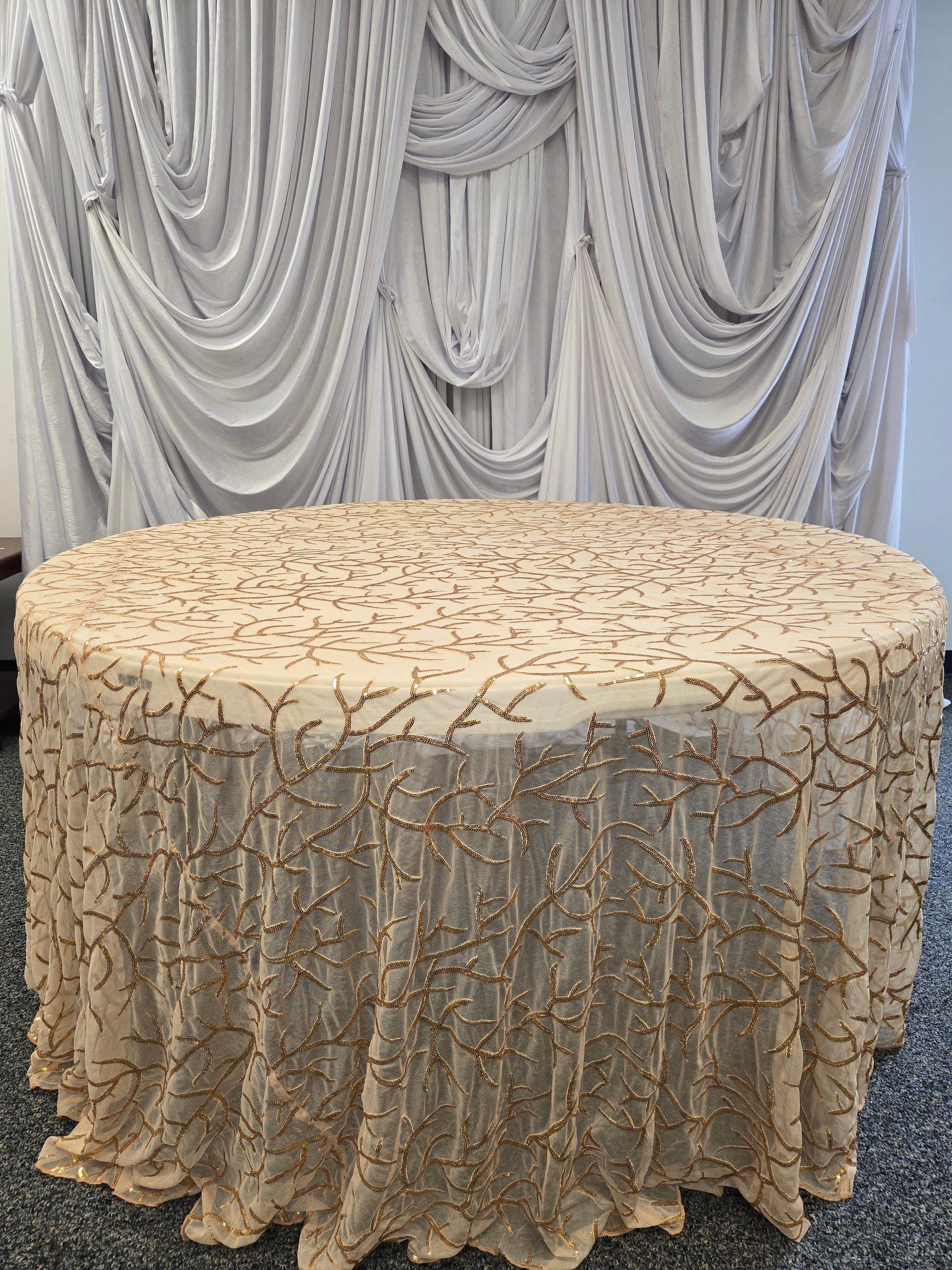 Gold Textured Table Cover 120"