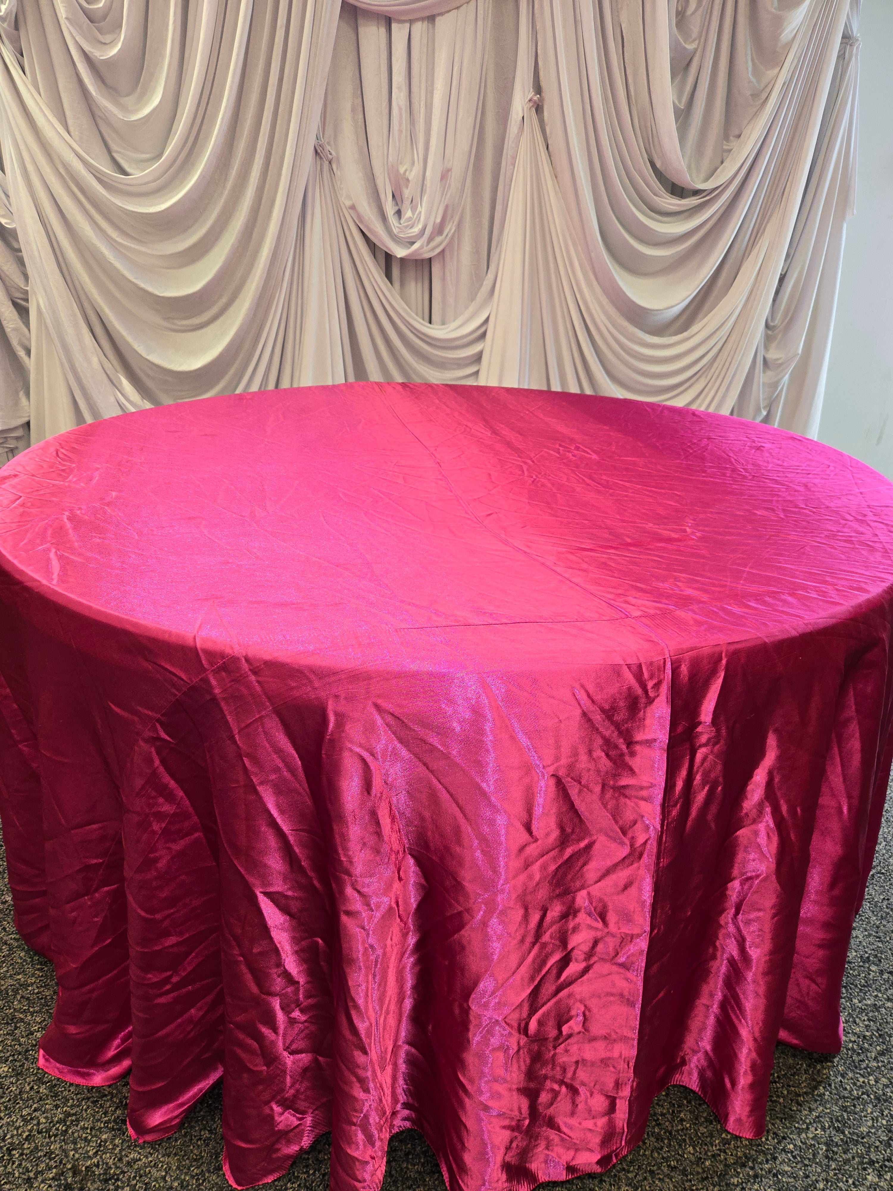 Fuchsia Pink Satin Round Table Cover 120"