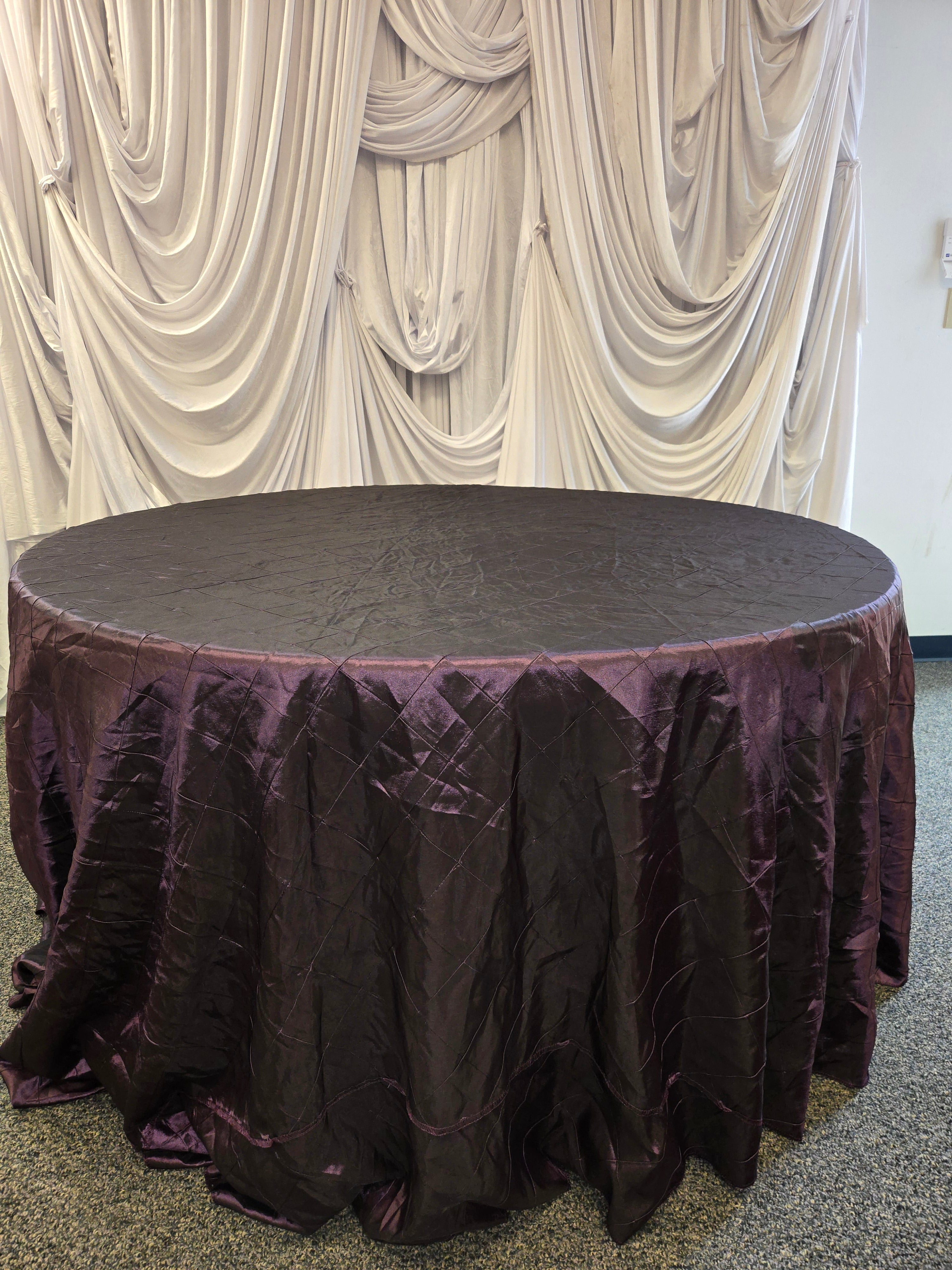 Purple Satin Textured Round Tablecloth 120"