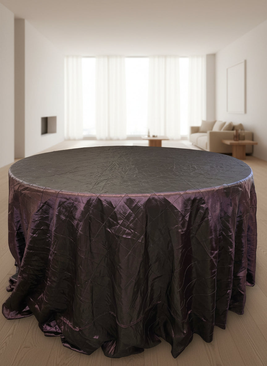 Satin Purple Textured Round Tablecloth 120"