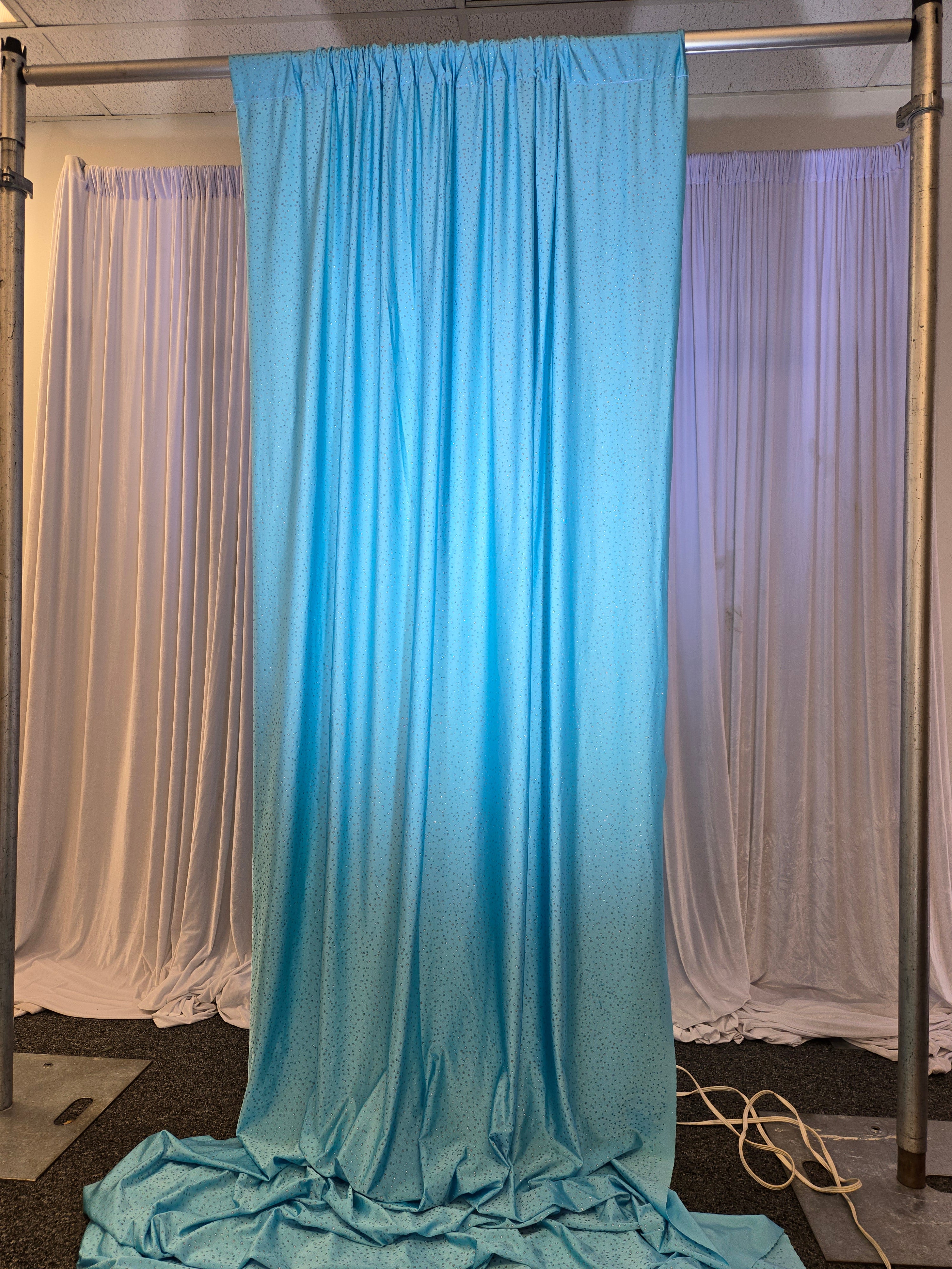 Light blue and Silver Textured Drapes 14ft