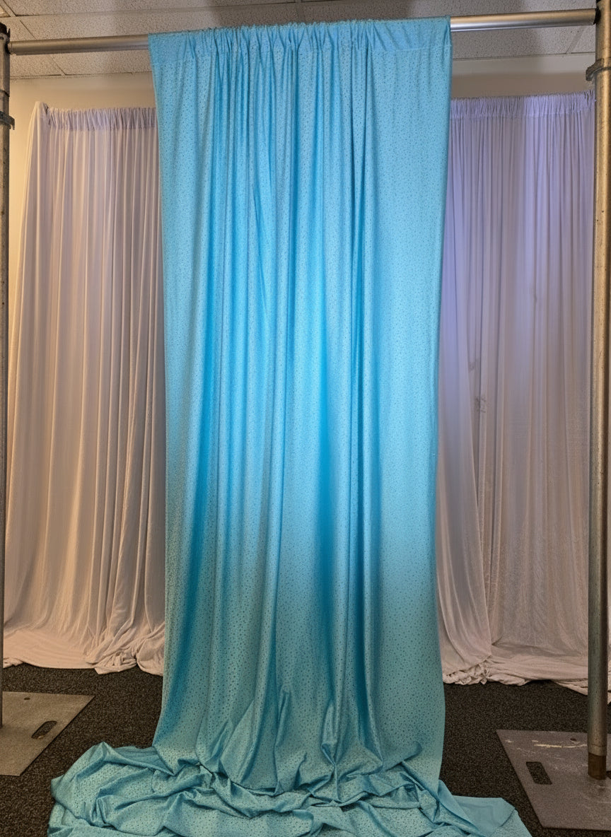 Textured Light blue and Silver Drapes 14ft