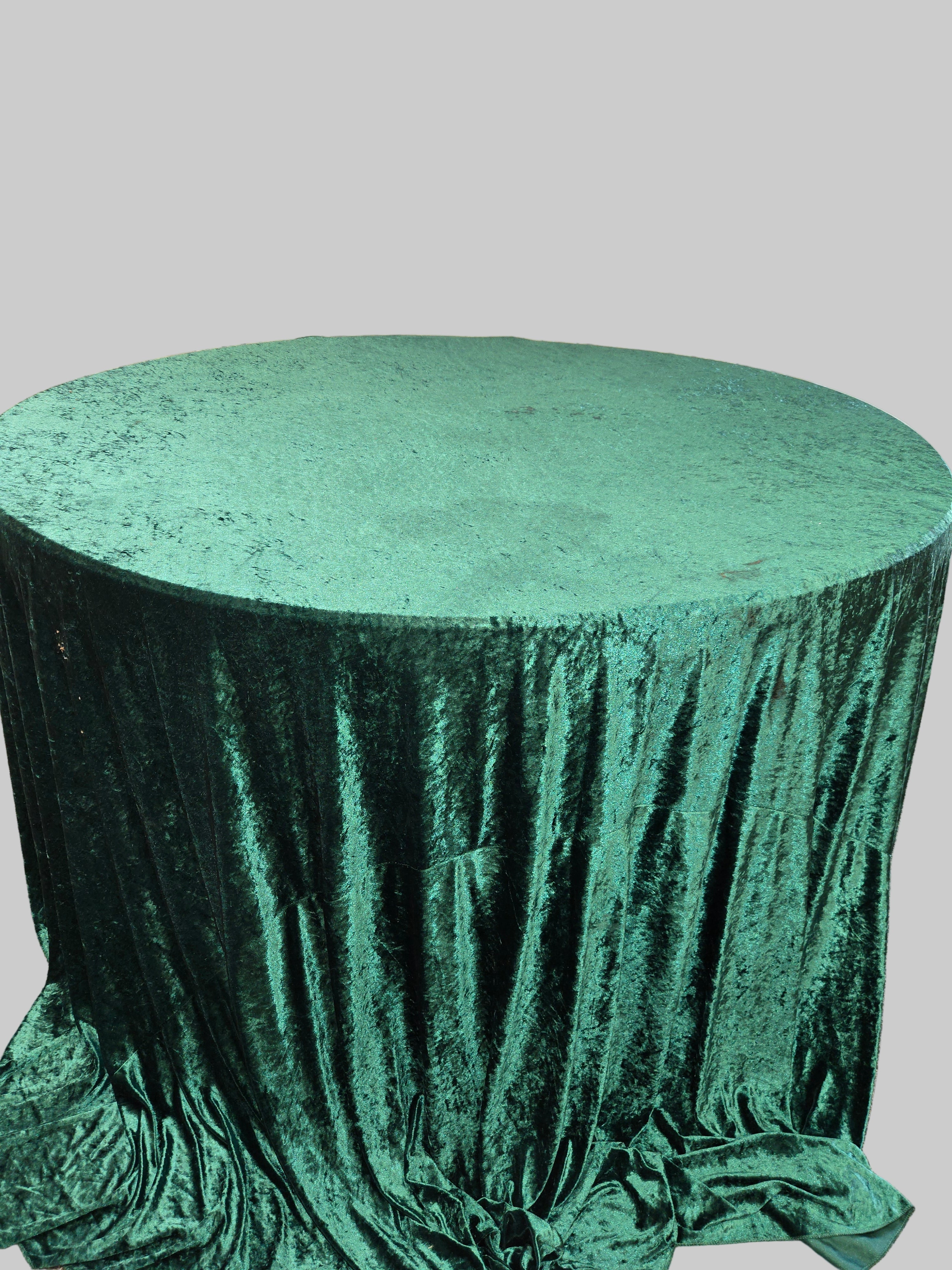 Emerald Green Velvet Round Tablecloth 120"
