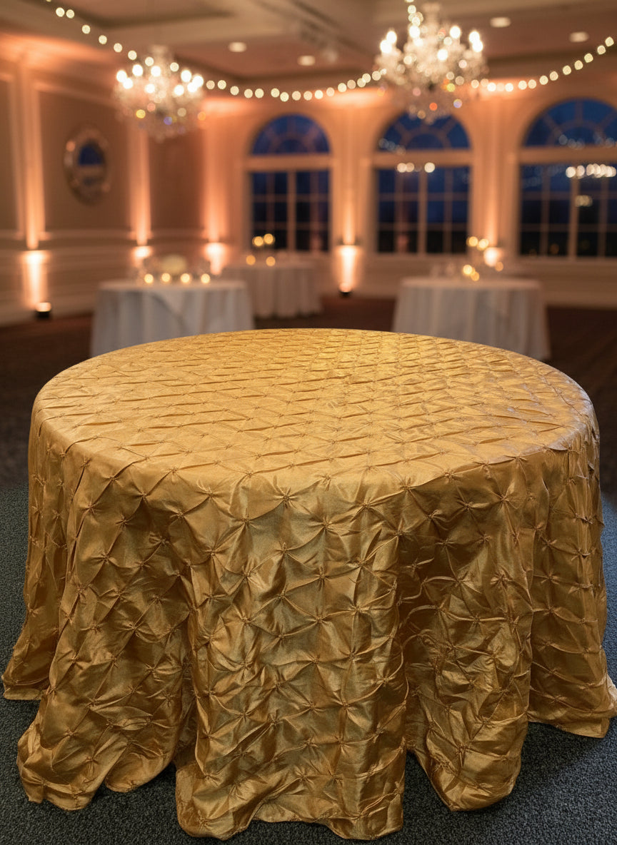 Textured Gold  Round Tablecloth 120"