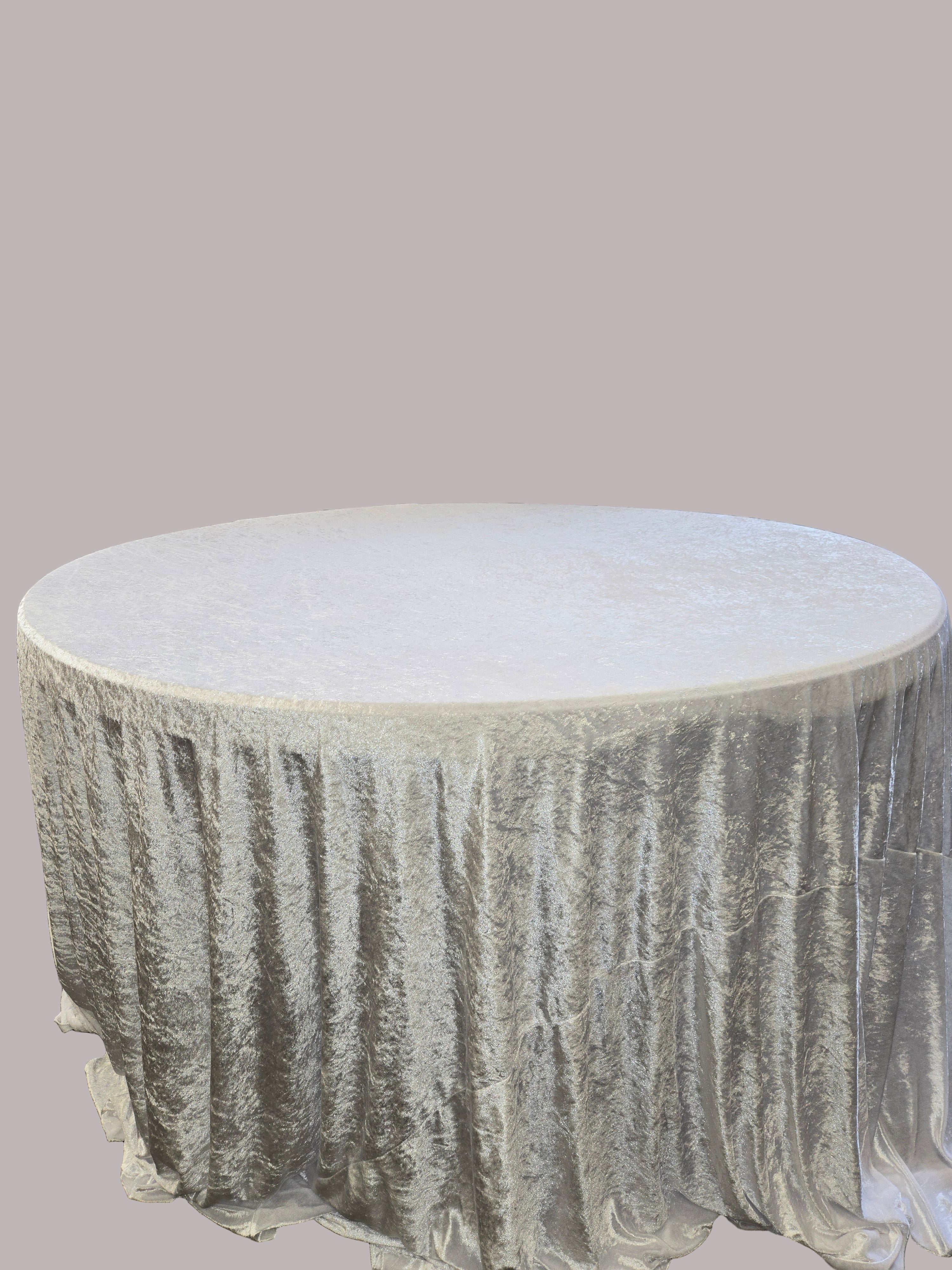 White Velvet Round Tablecloth 120"