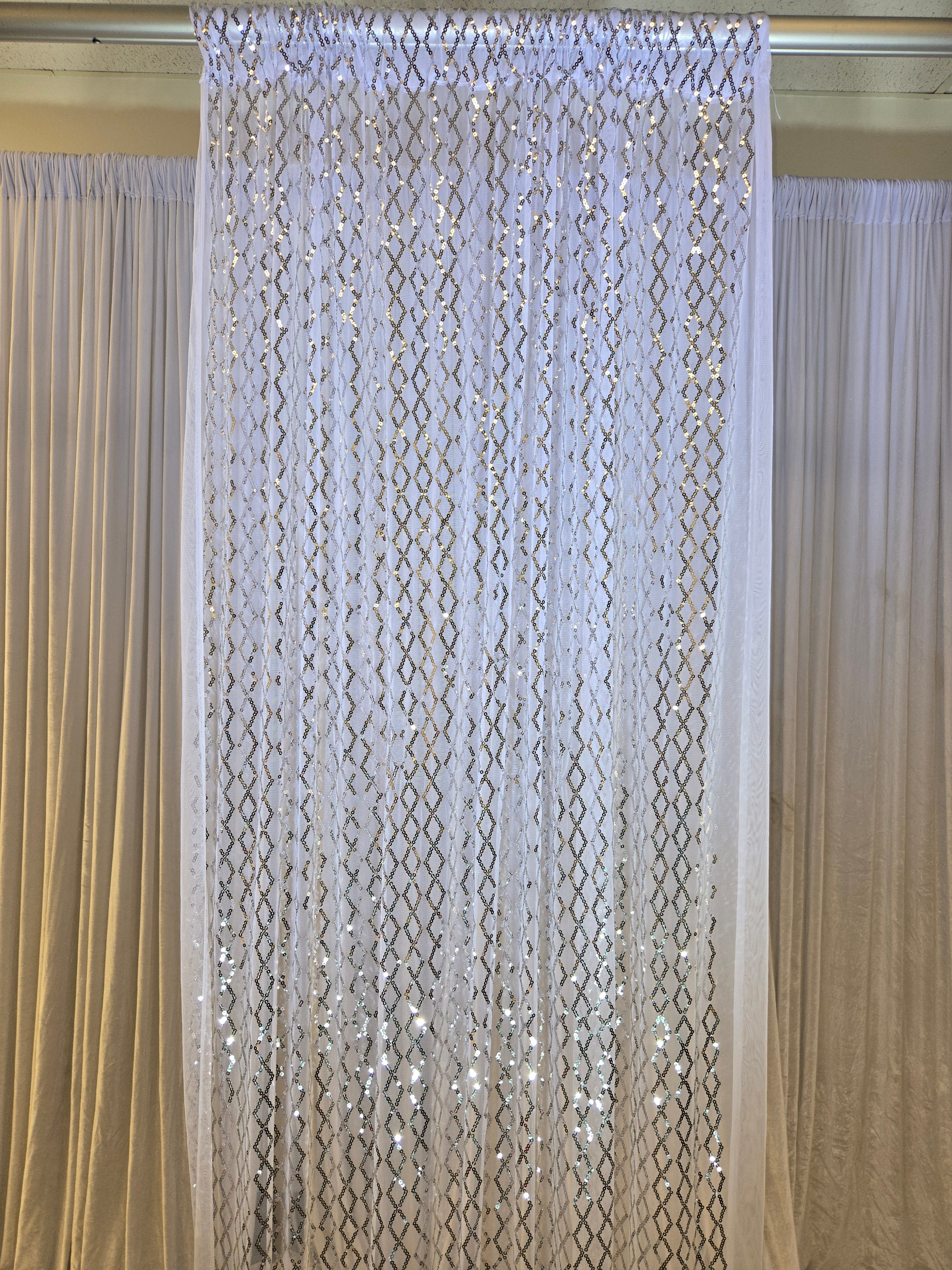 White Sequence Drapes 14ft