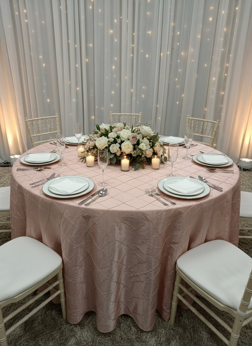 Textured Light Pink Table Cover 120"