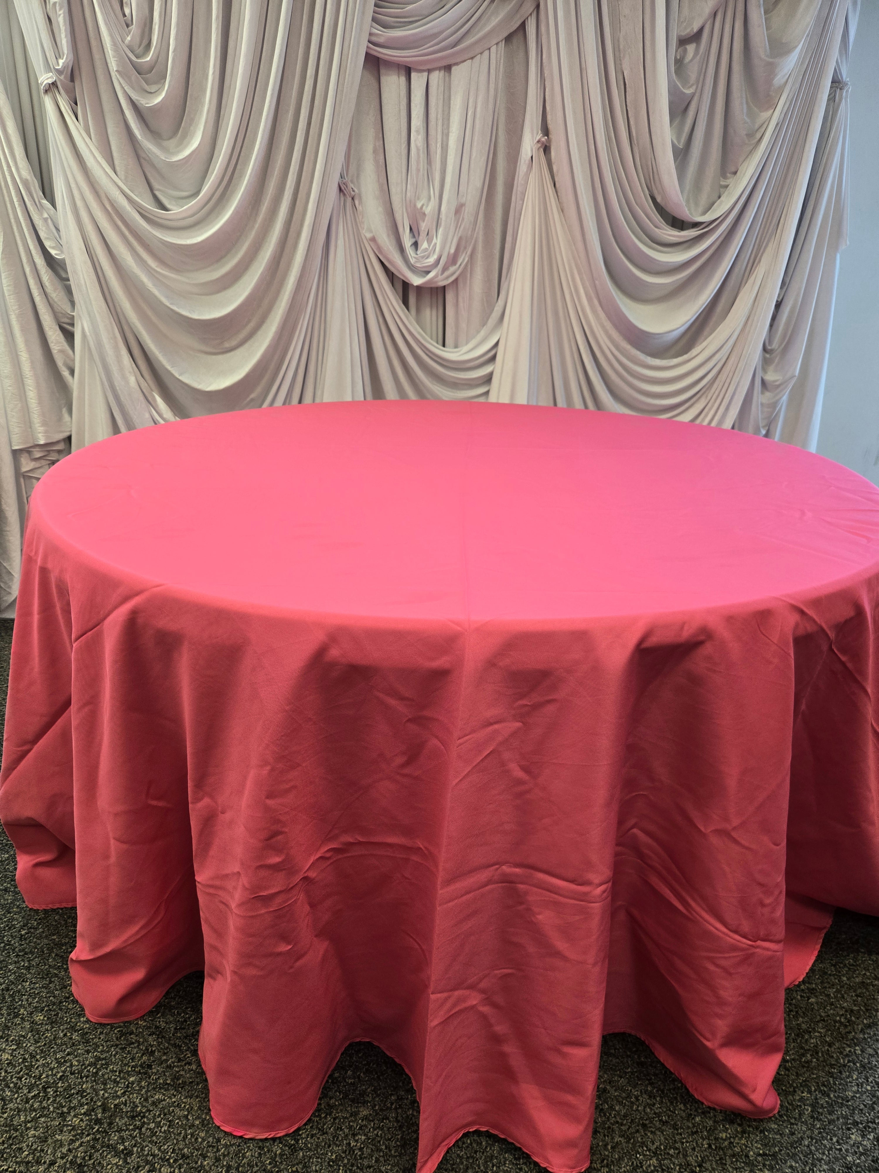 Pink Polyester Round Table Cover 120"